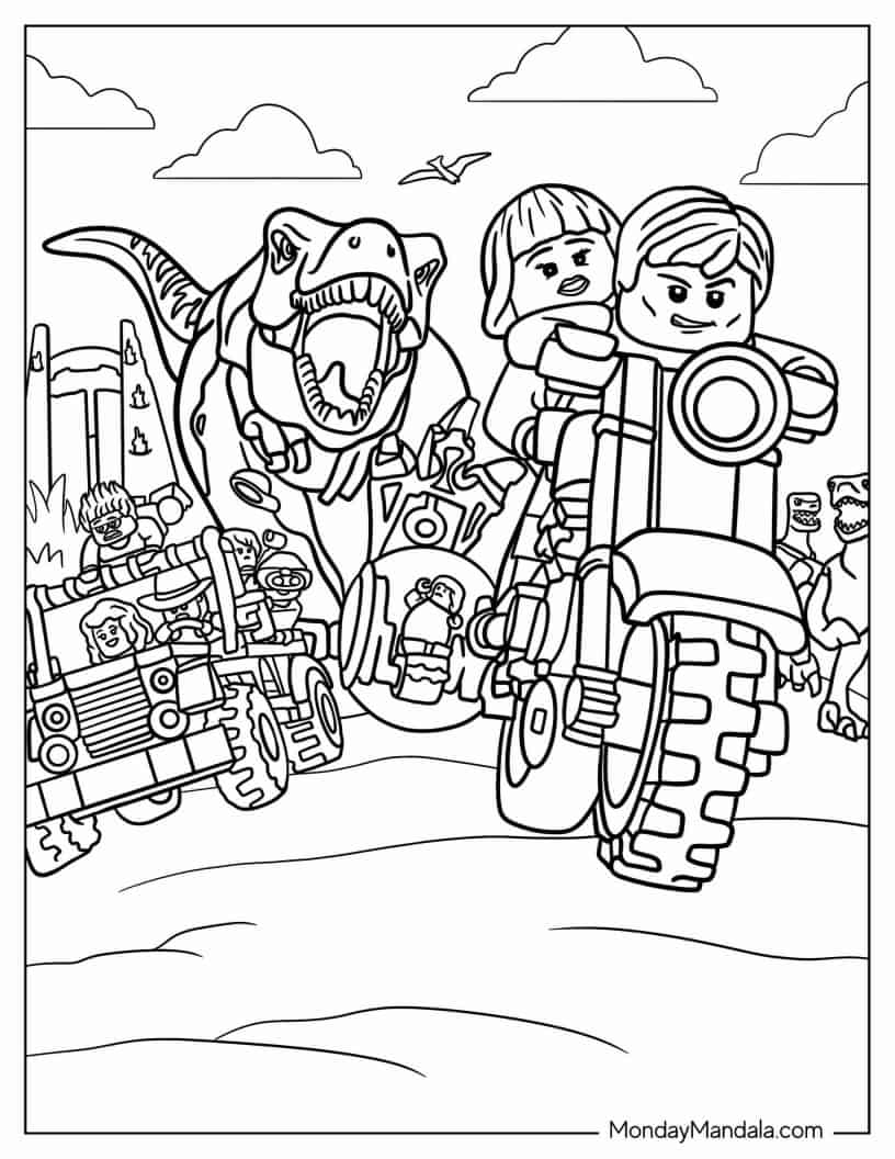 Lego Themed Jurassic World Coloring Page coloring page