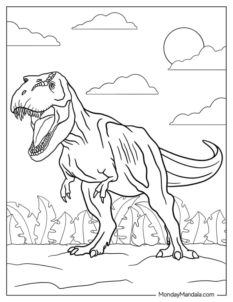 T-Rex From Jurassic Park To Color coloring page