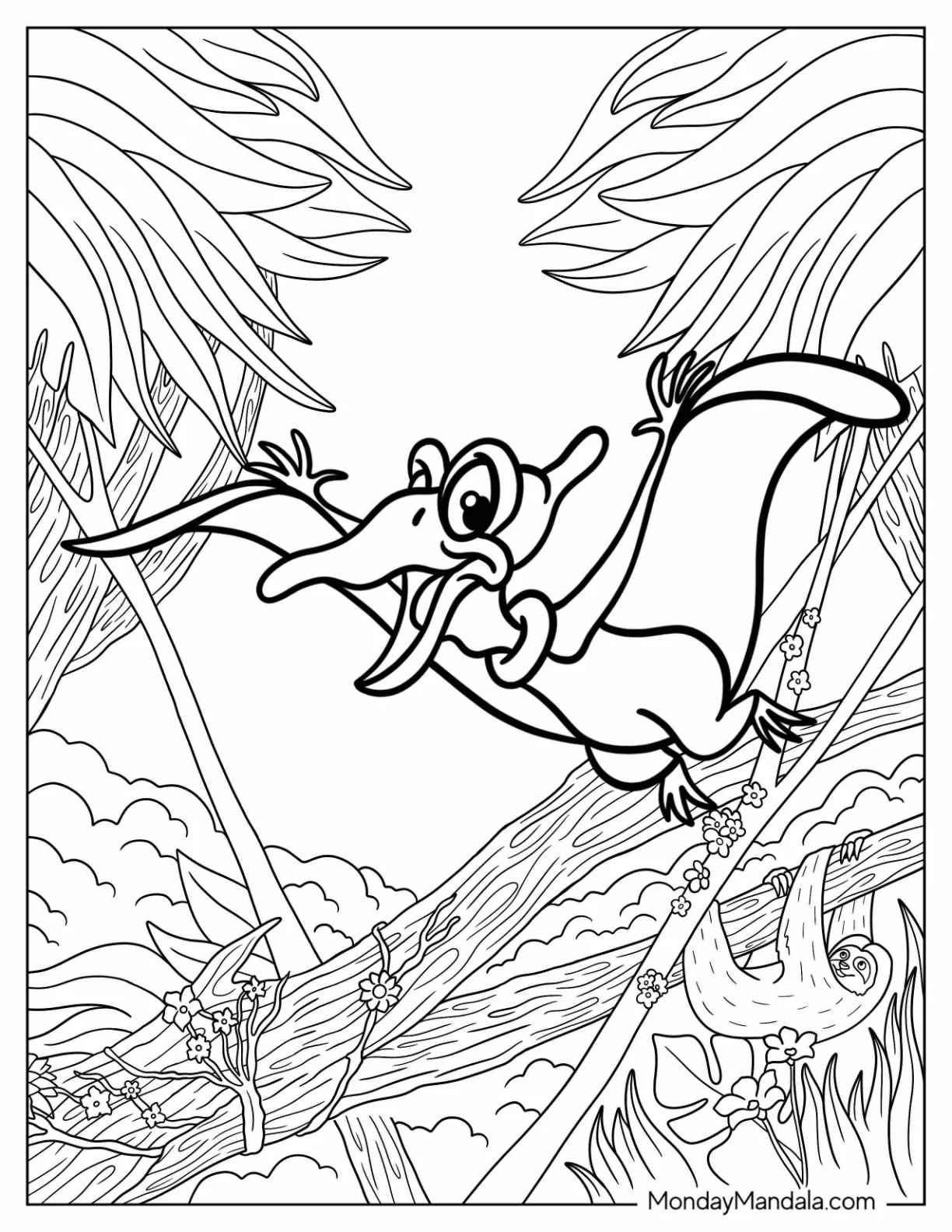 Petrie Flying In The Jungle Coloring Page coloring page
