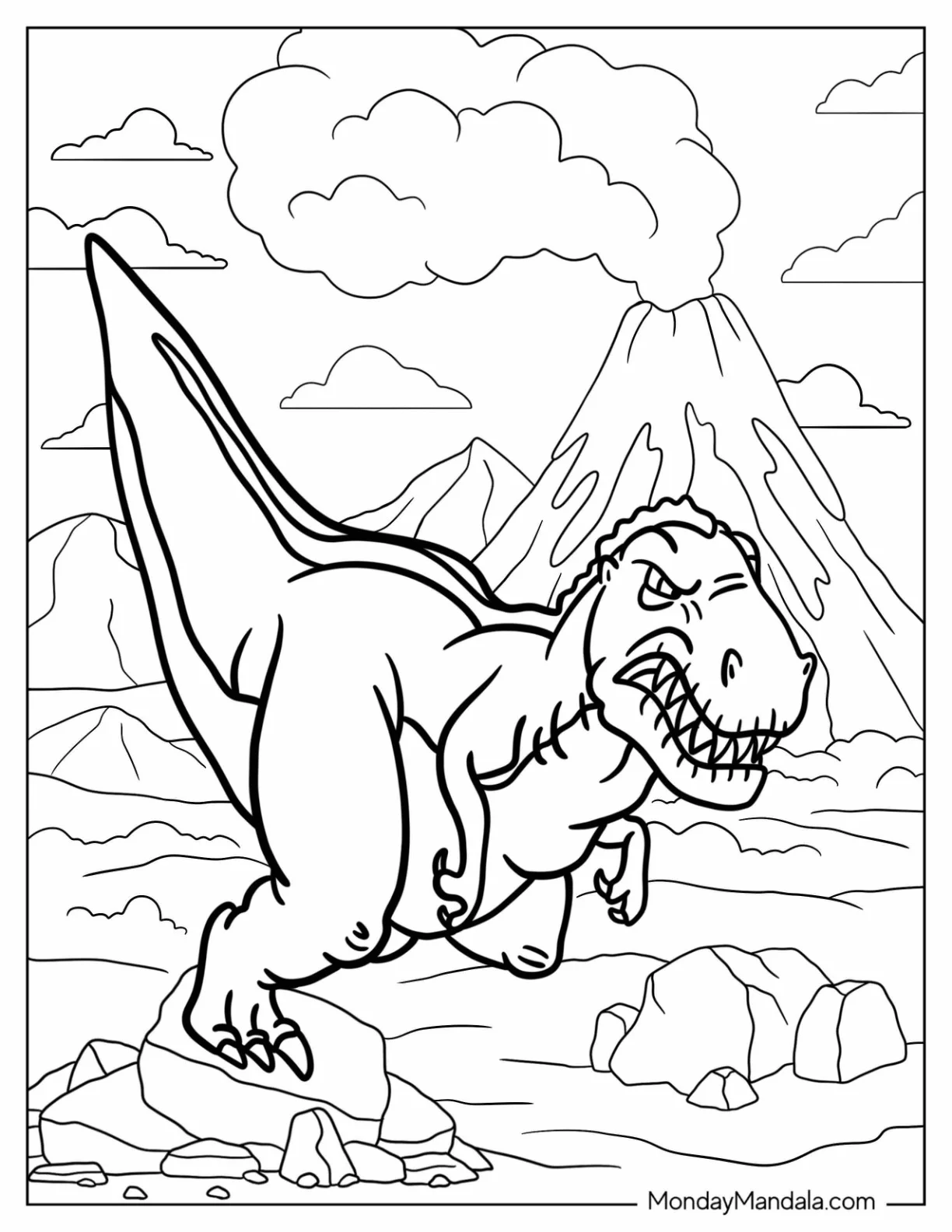 Scary Sharptooth Running Coloring Page coloring page
