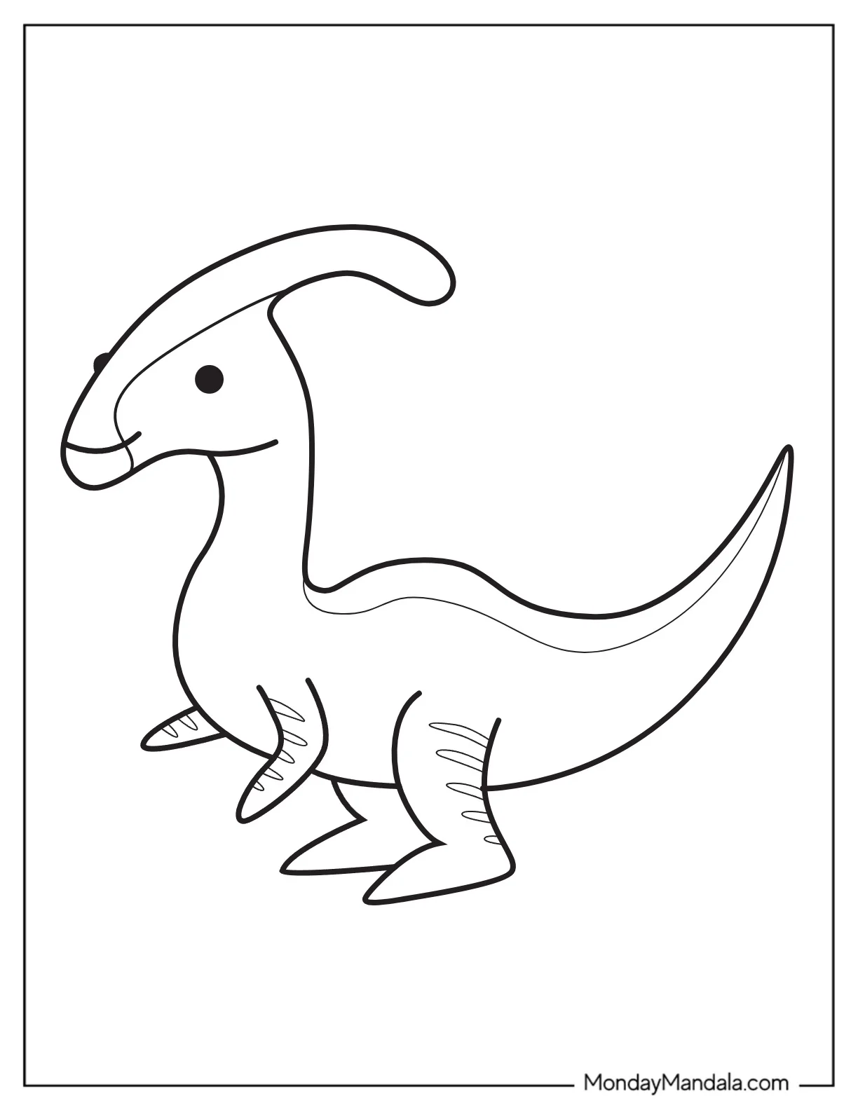 Easy Parasaurolophus Coloring Page For Preschoolers coloring page