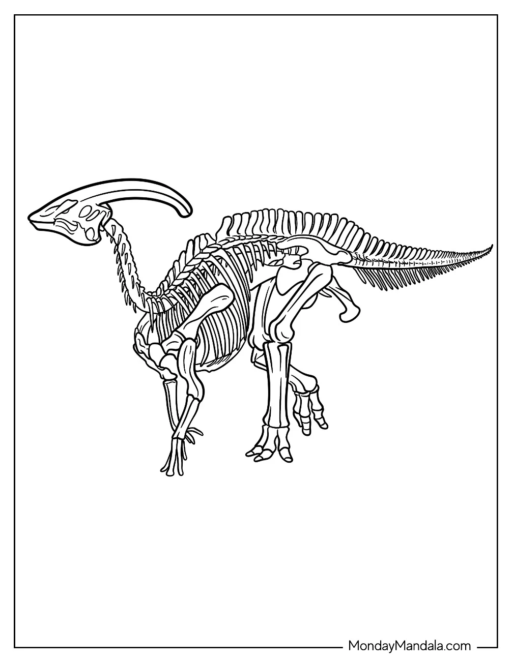 Parasaurolophus Coloring Page Fossil coloring page — printable line art