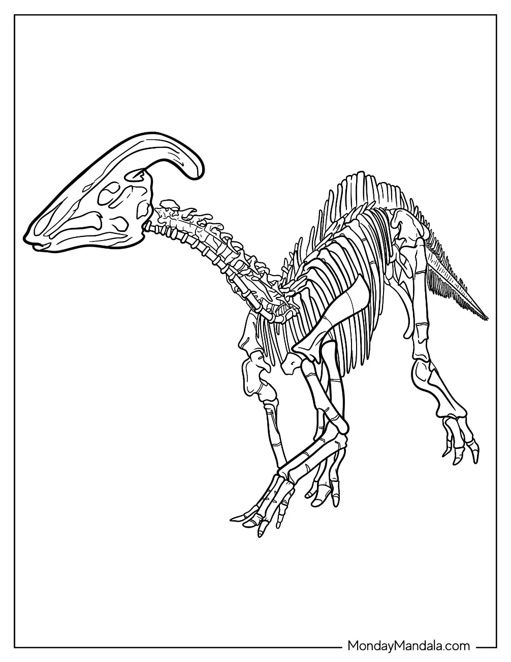 Parasaurolophus Coloring Page Skeleton coloring page
