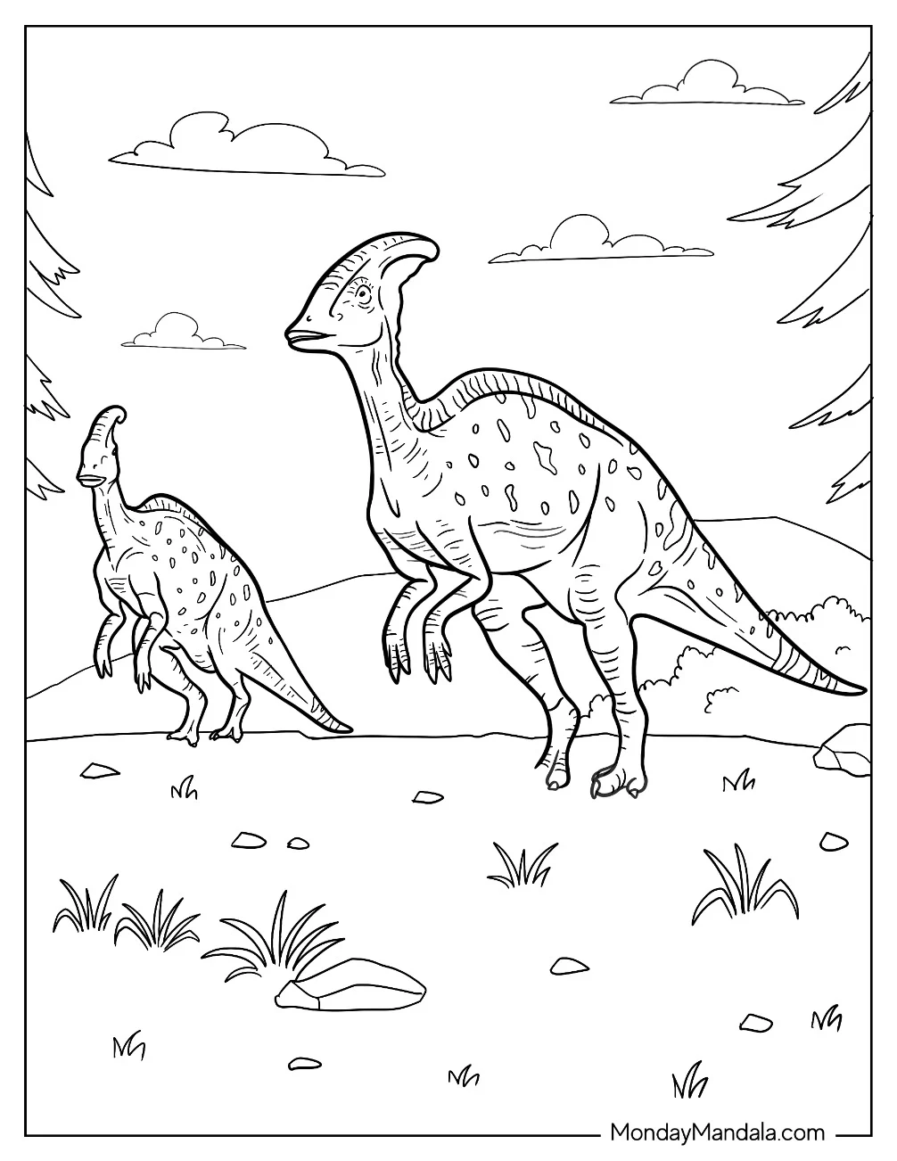 Realistic Parasaurolophus Coloring Page coloring page