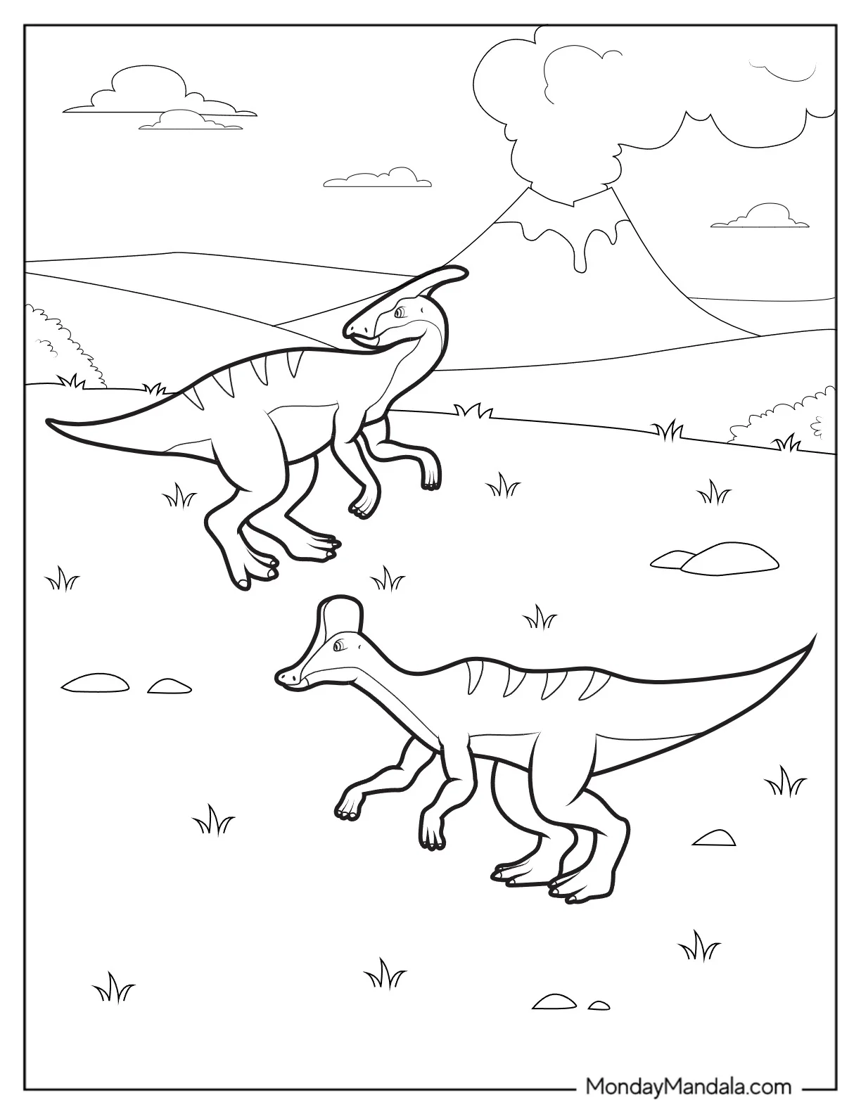 Two Young Parasaurolophus Coloring Page coloring page