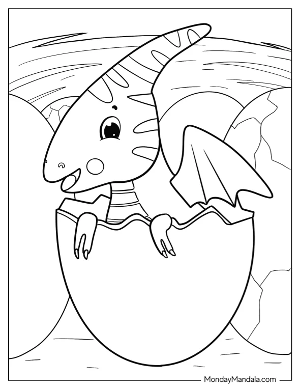 Pterodactyl Coloring Page Hatchling For Kids coloring page