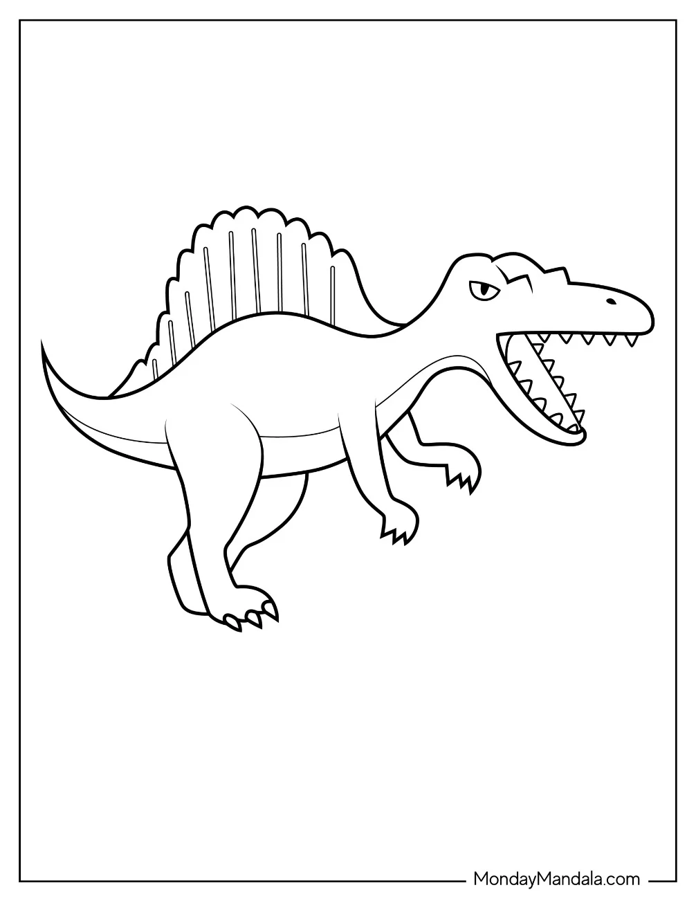 Easy Spinosaurus Coloring Page Outline For Preschoolers coloring page