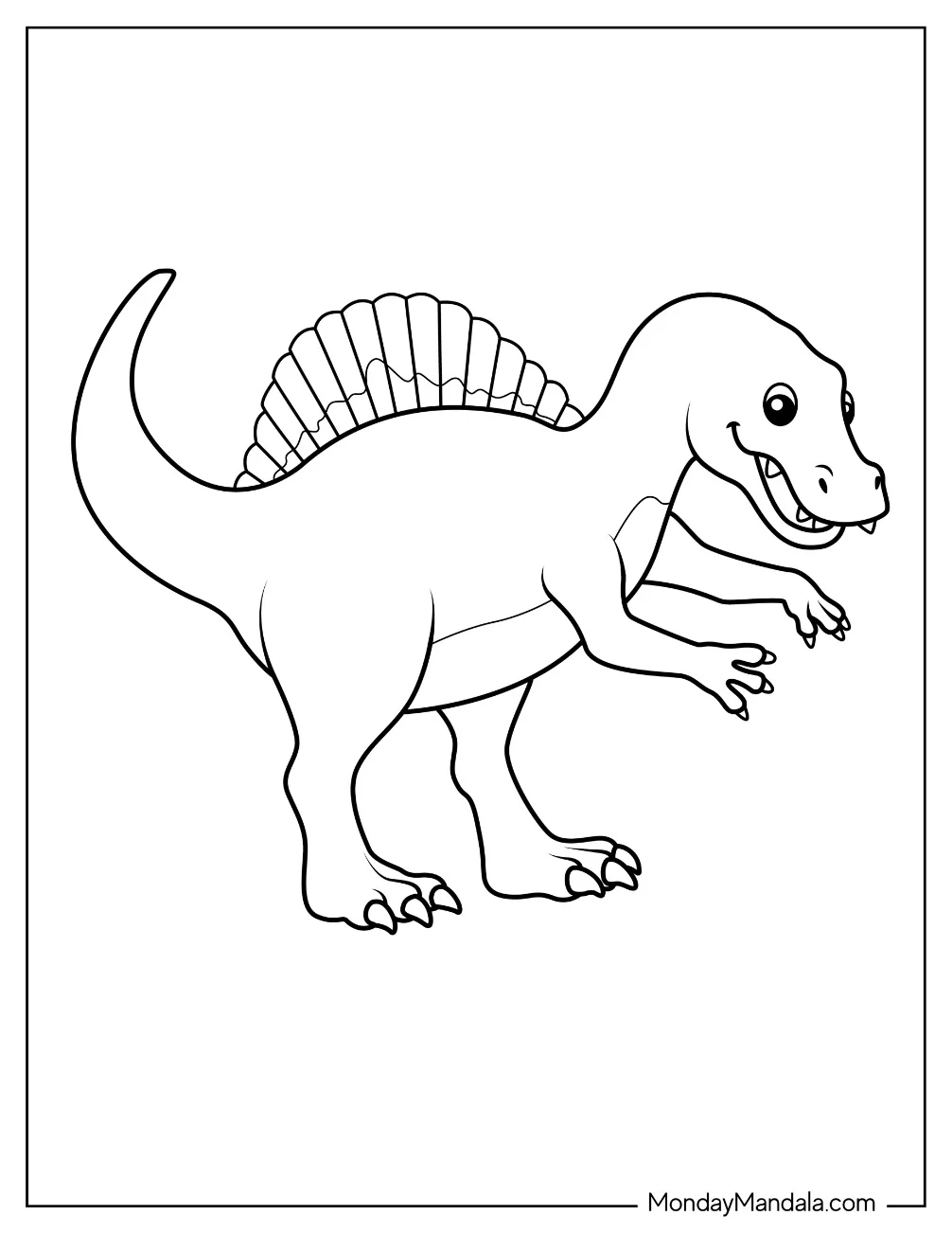 Kawaii Spinosaurus Coloring Page For Preschoolers coloring page — printable line art