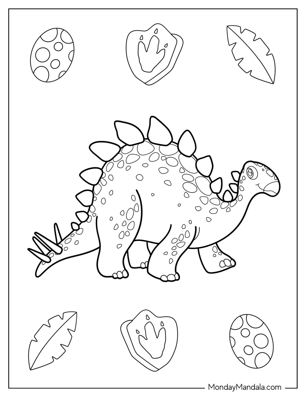 Cartoon Stegosaurus Coloring Page coloring page