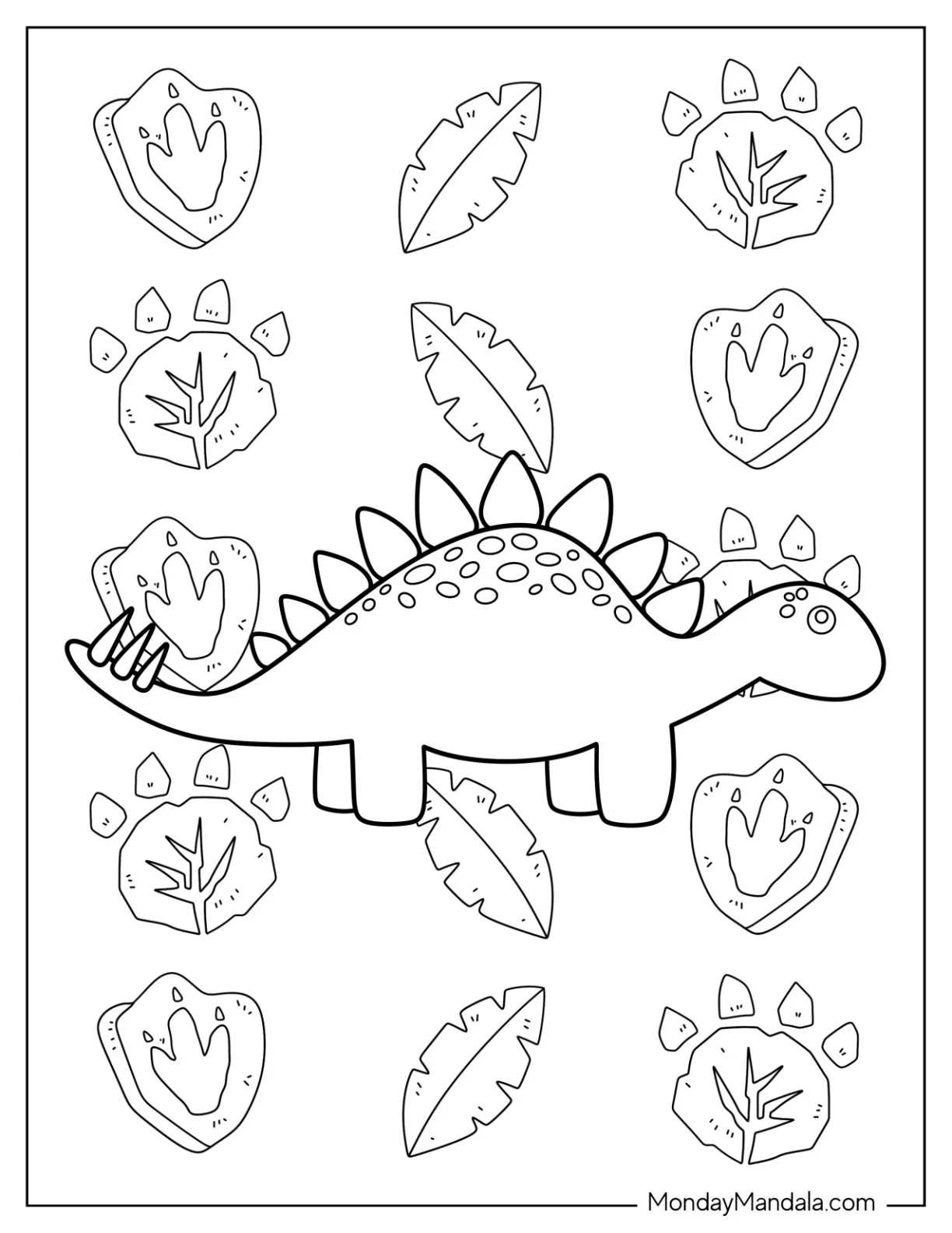 Cute Stegosaurus Coloring Page For Preschoolers coloring page — printable line art
