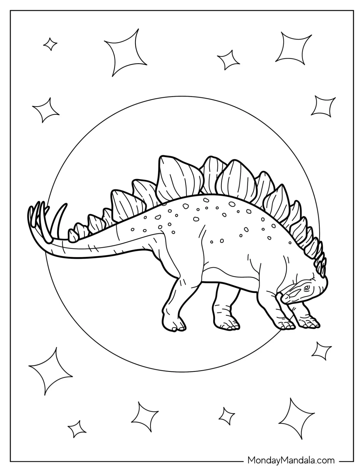 Stegosaurus Coloring Page With Detailed Skin And Dermal Plates coloring page