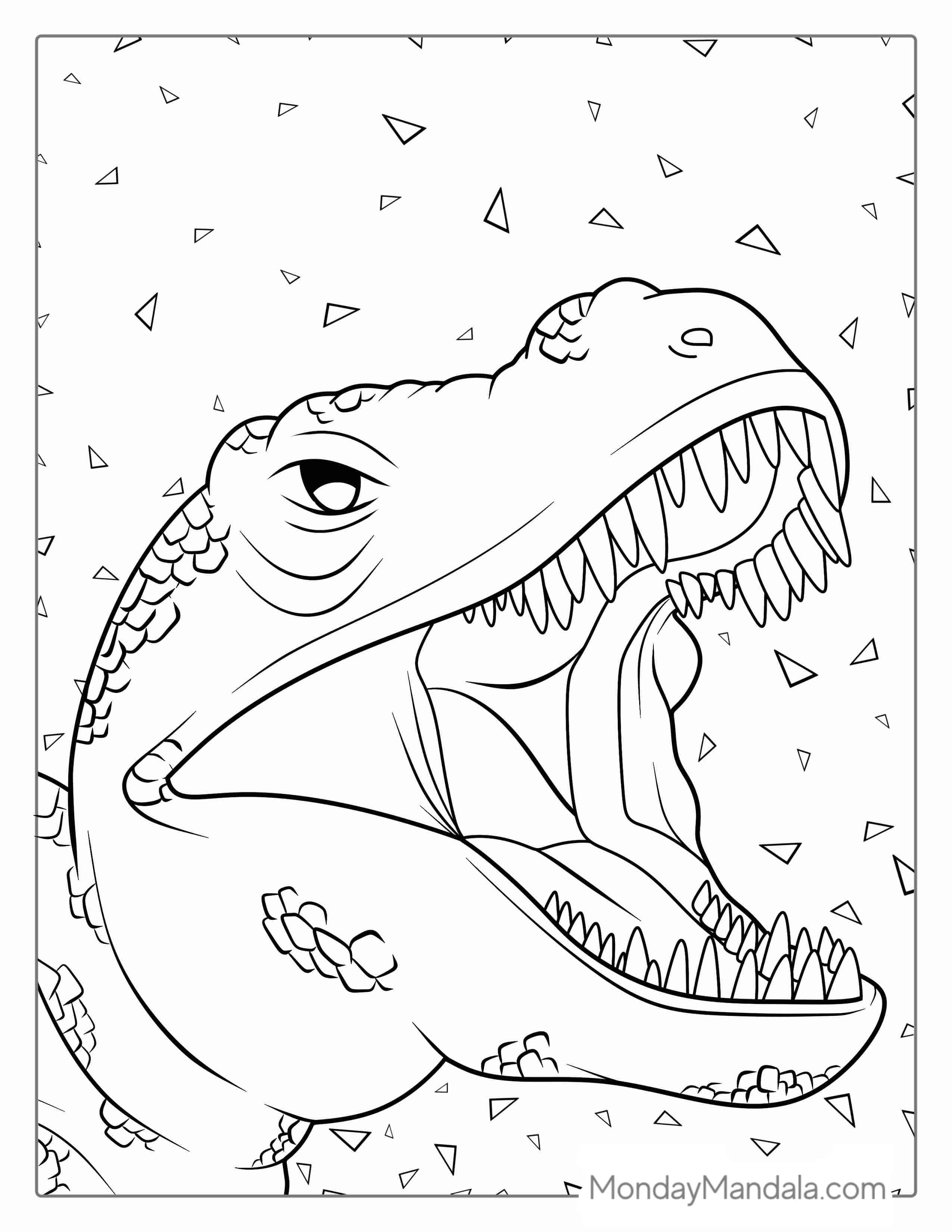 Close Up Of T-Rex Head Coloring Sheet coloring page