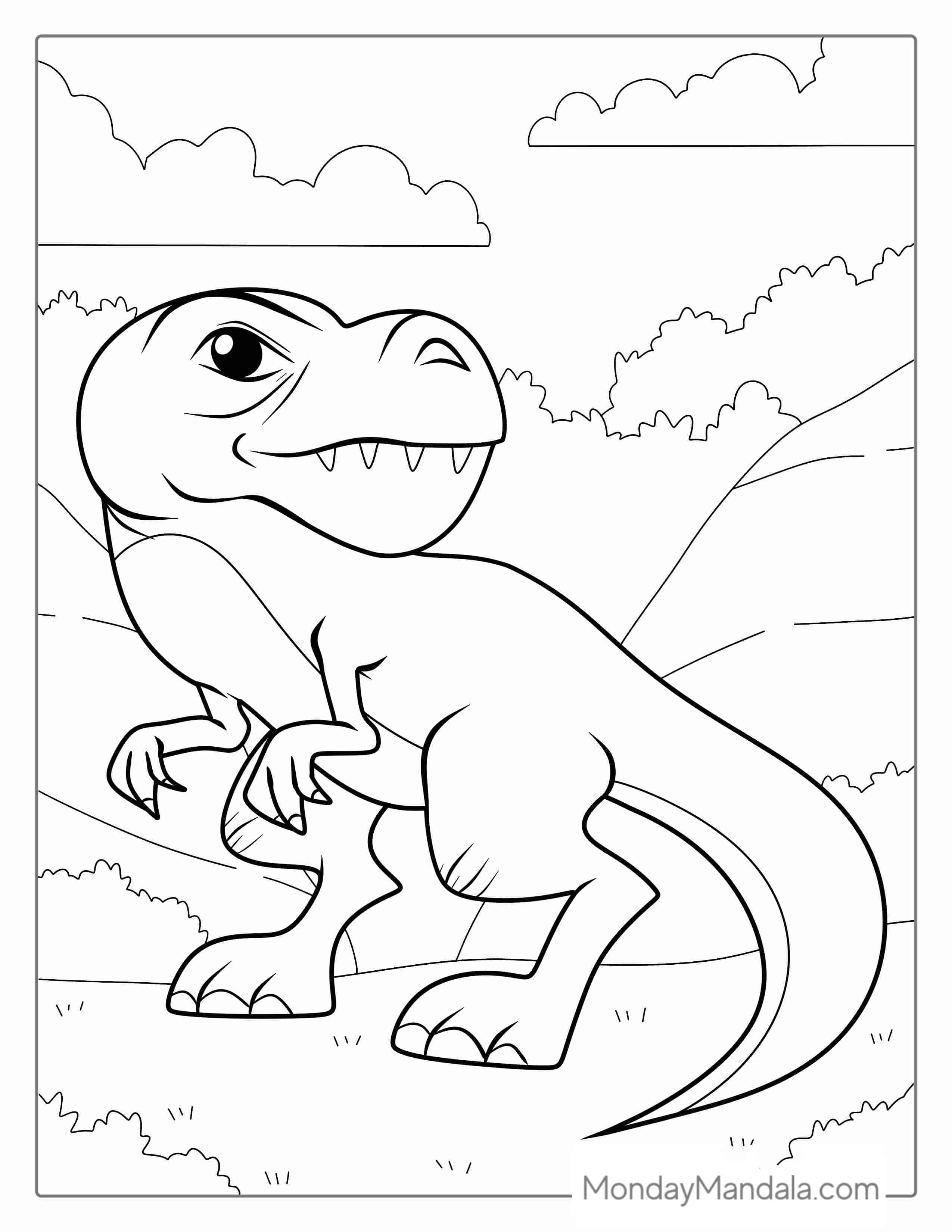 Coloring Page Of a Simple To Color Tyrannosaurus Rex coloring page