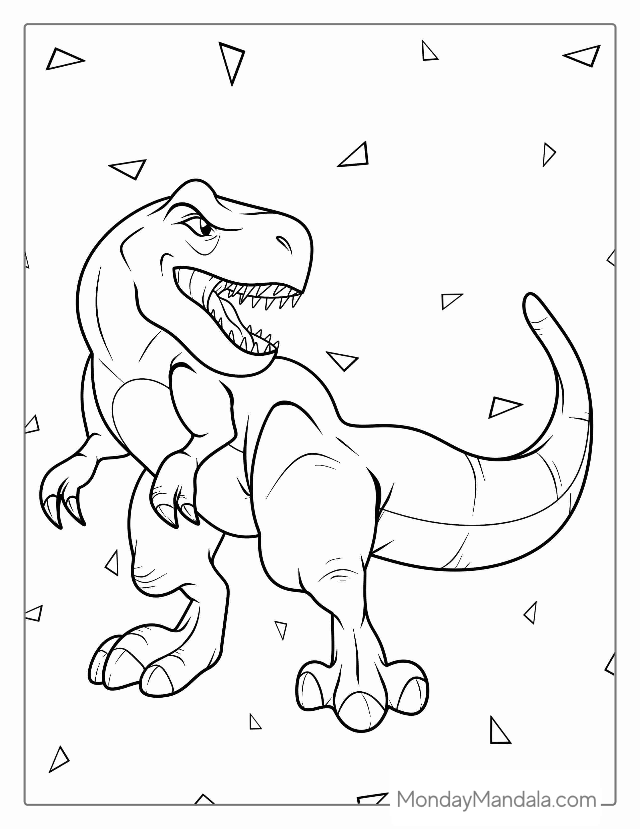 Coloring Sheet Of T-Rex With Sharp Teeth And Big Claws coloring page