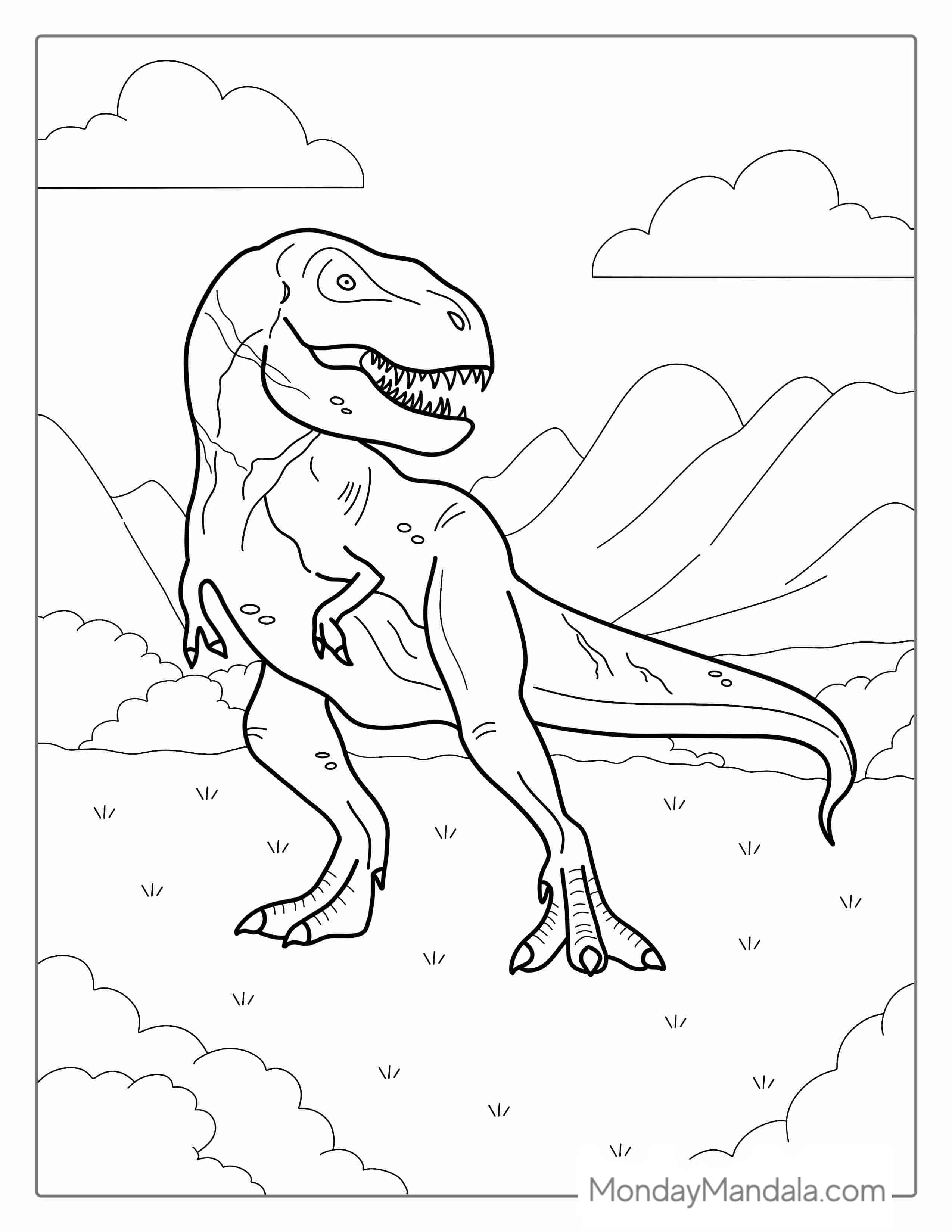 Detailed Tyrannosaurus Rex Coloring Sheet coloring page