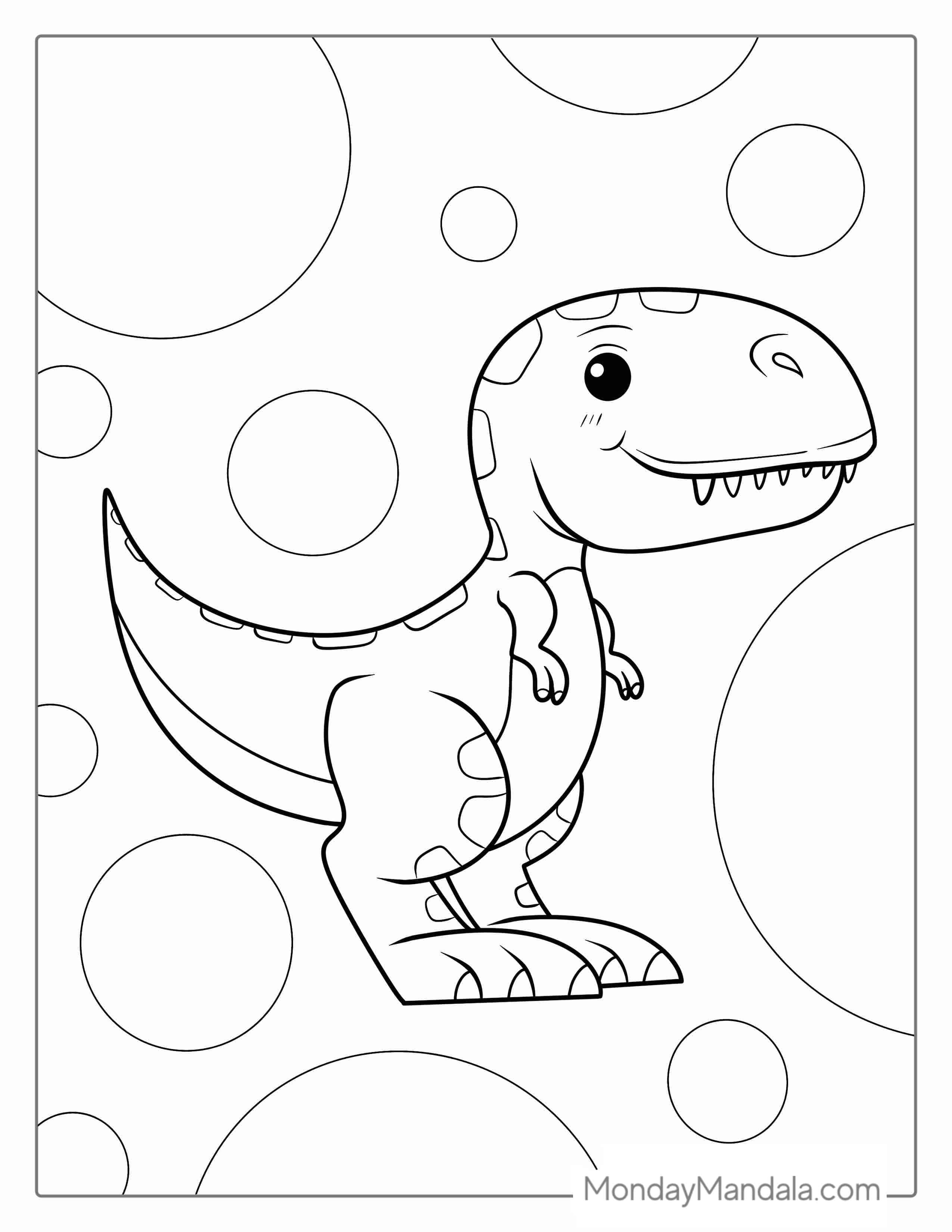 Easy T-Rex To Color For Preschoolers coloring page