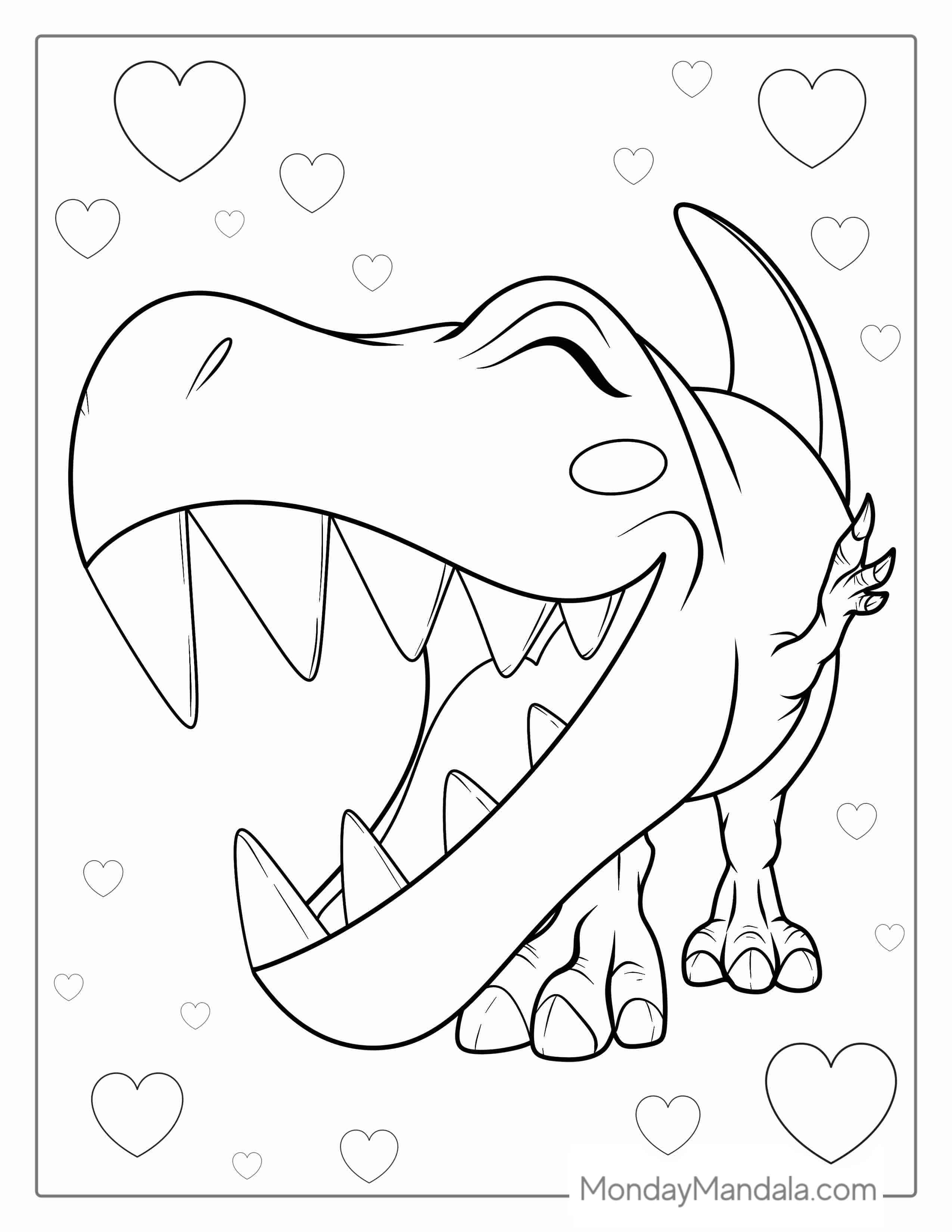 Kawaii Themed T-Rex Coloring Picture coloring page