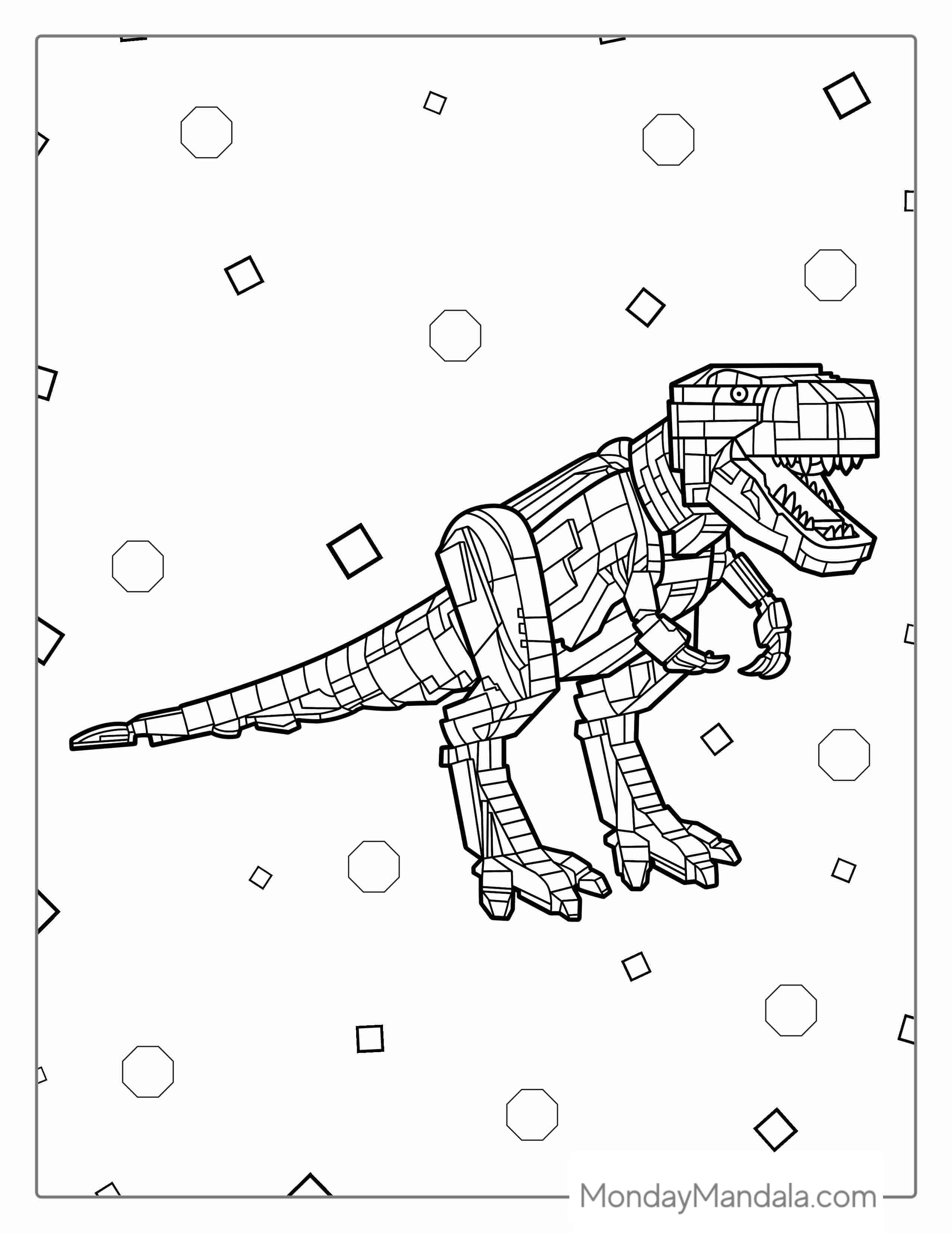 Lego T-Rex Coloring Page For Kids coloring page