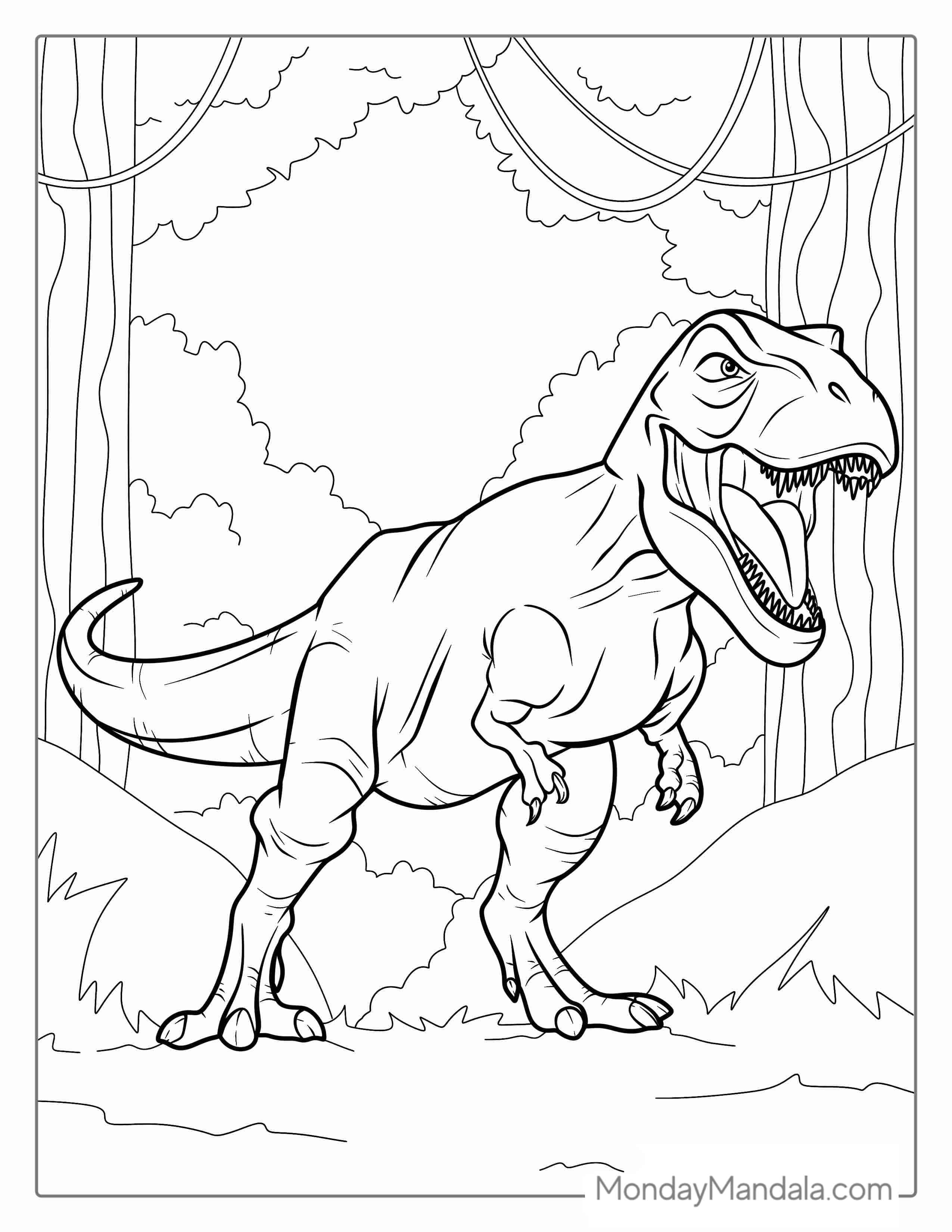 Realistic T-Rex Coloring Page For Kids coloring page