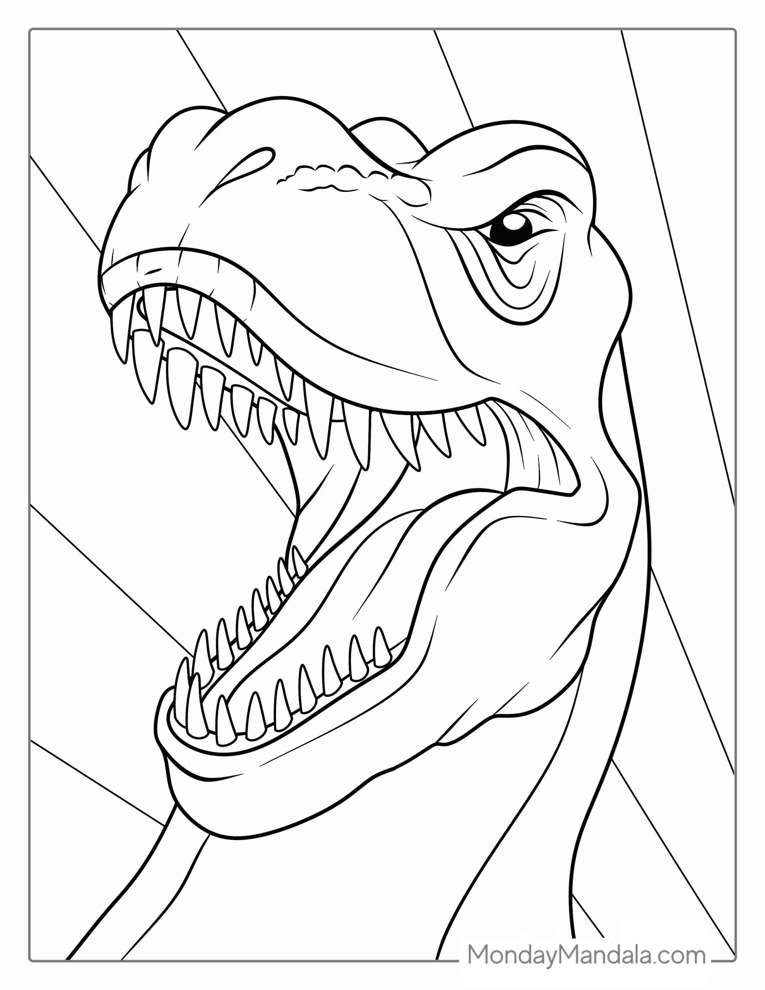 T-Rex Head With Sharp Teeth To Color coloring page