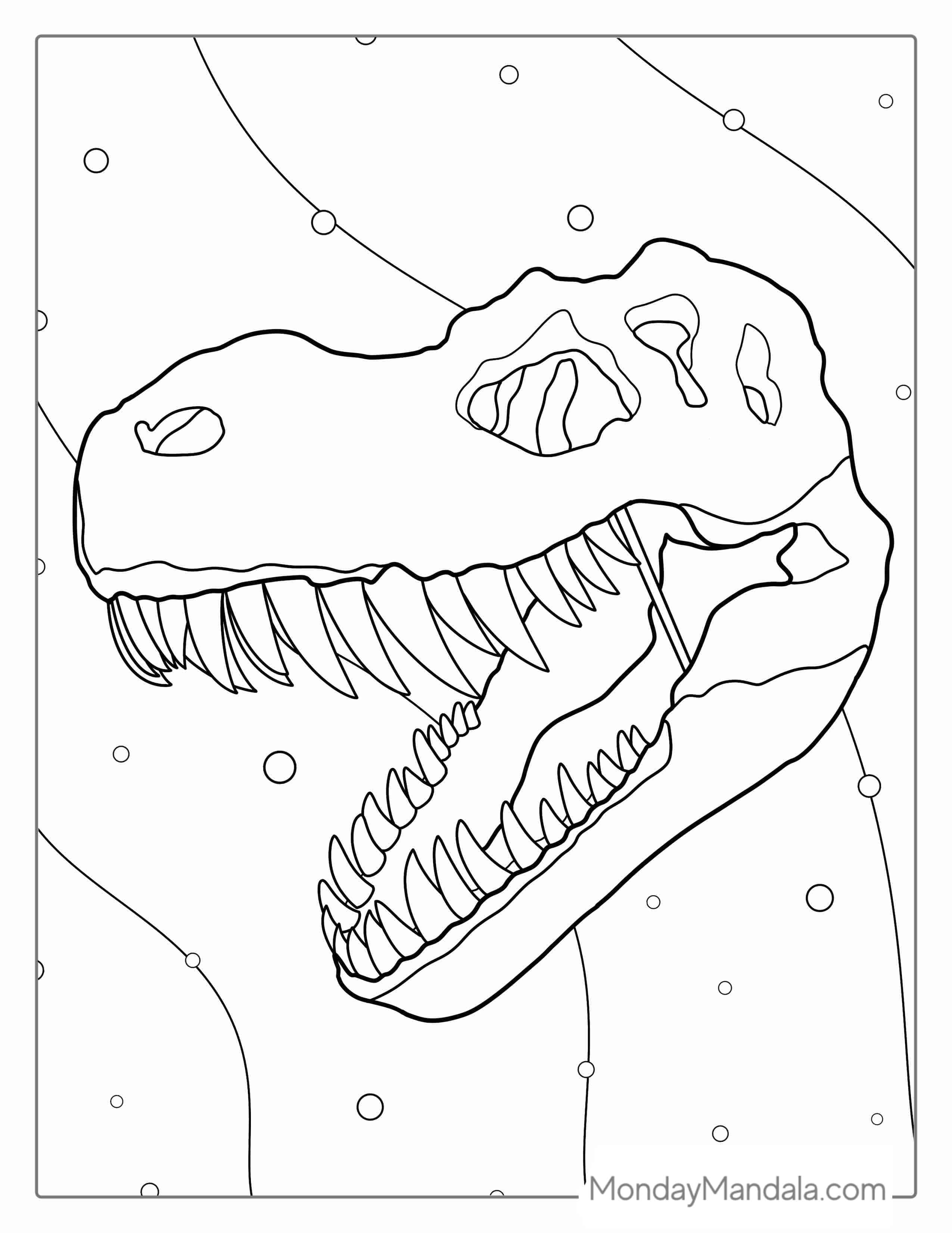 T-Rex Skull Coloring Page For Students coloring page