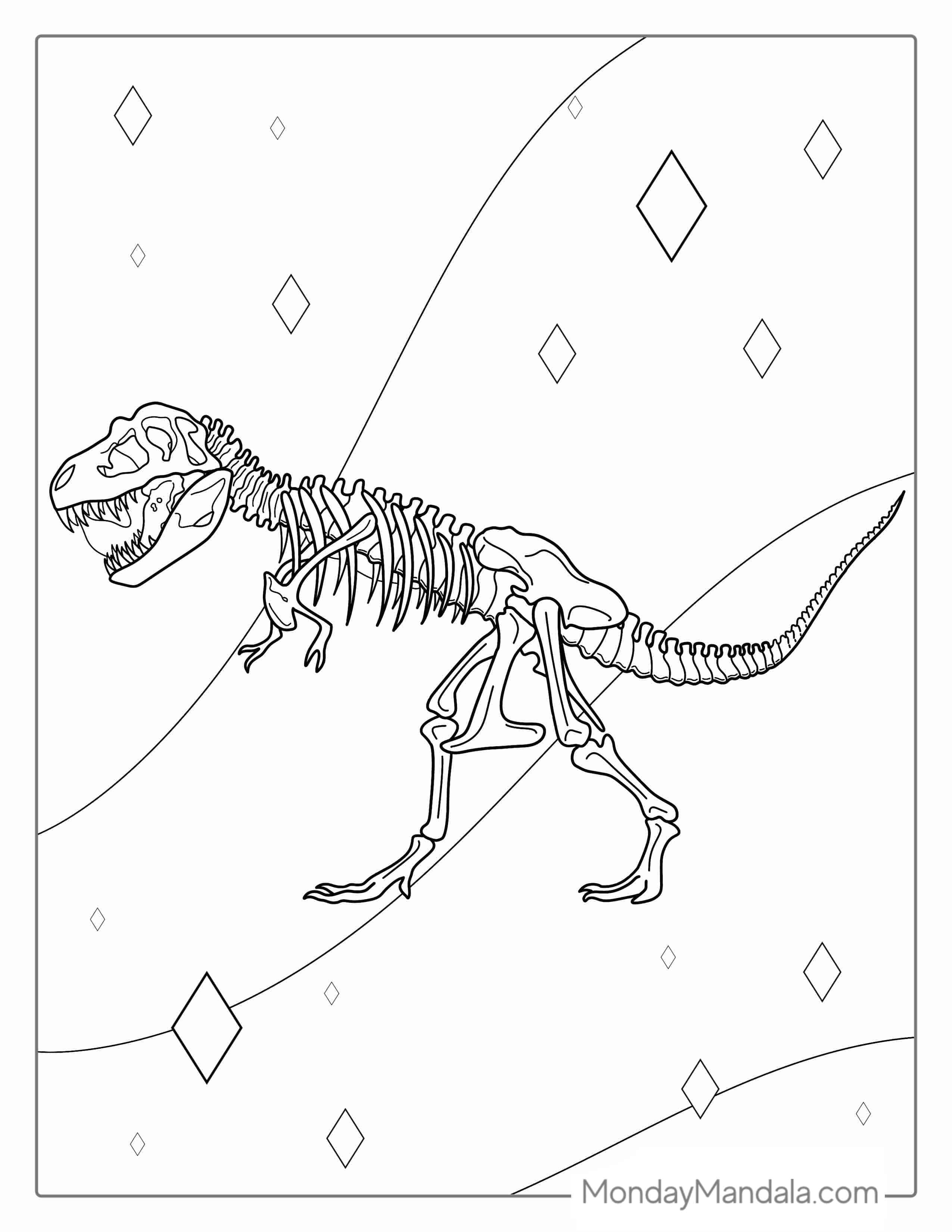 Tyrannosaurus Rex Skeleton Coloring Page coloring page