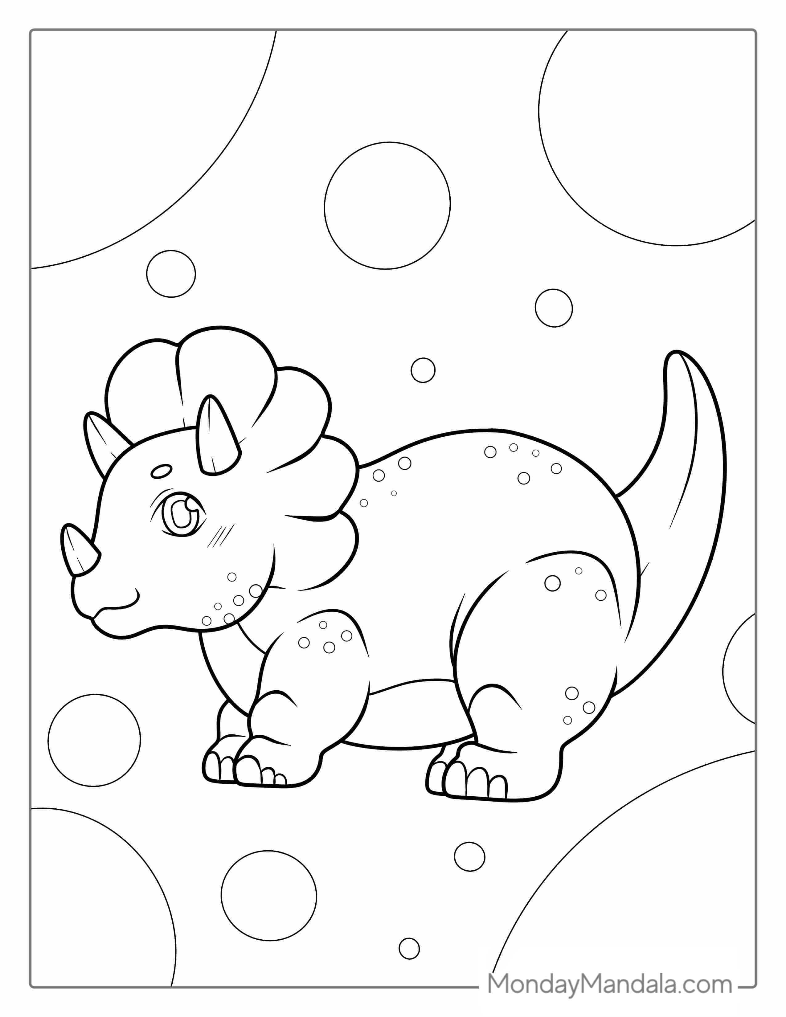 Baby Triceratops Coloring Sheet For Kids coloring page
