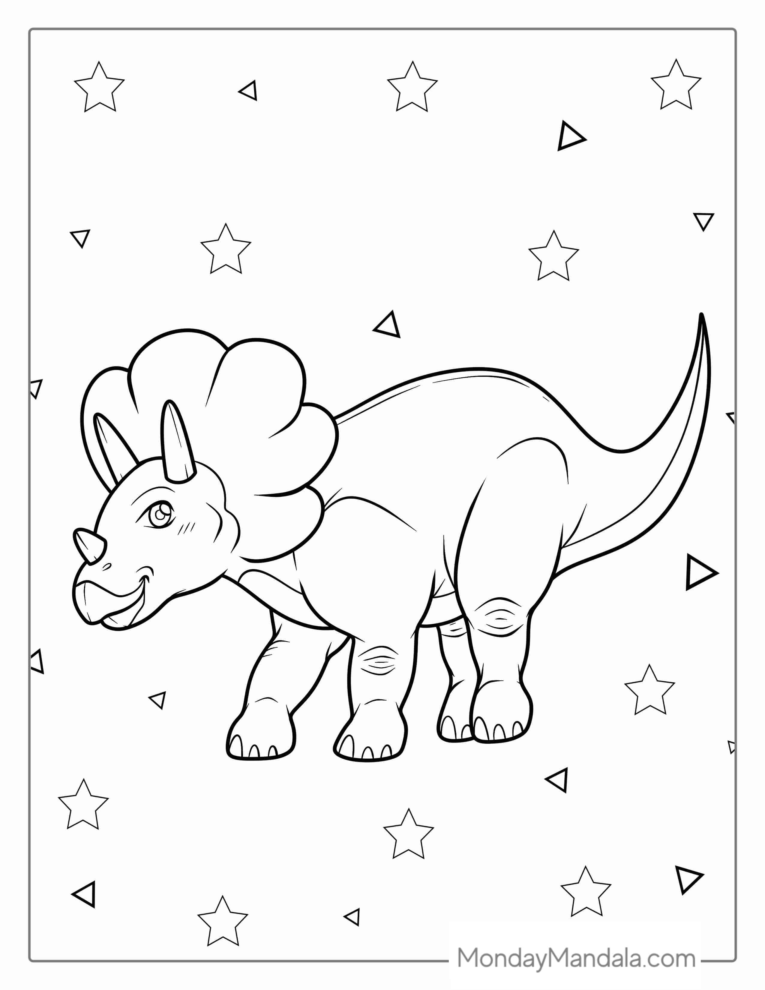 Coloring Page Of a Happy Triceratops coloring page