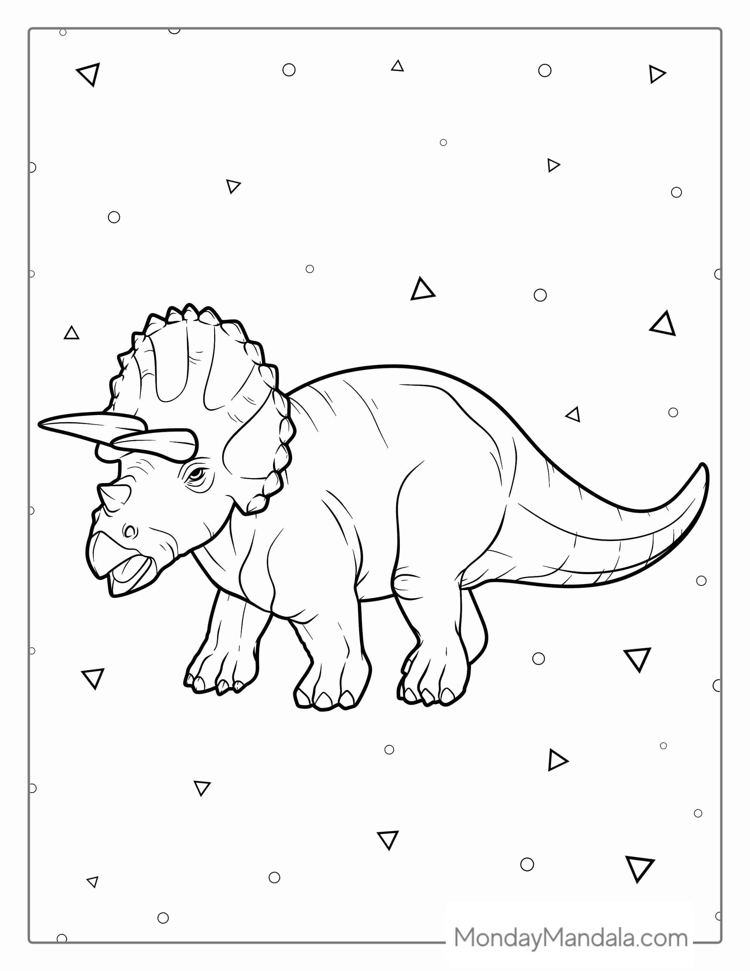 Coloring Picture Of a Realistic Triceratops coloring page