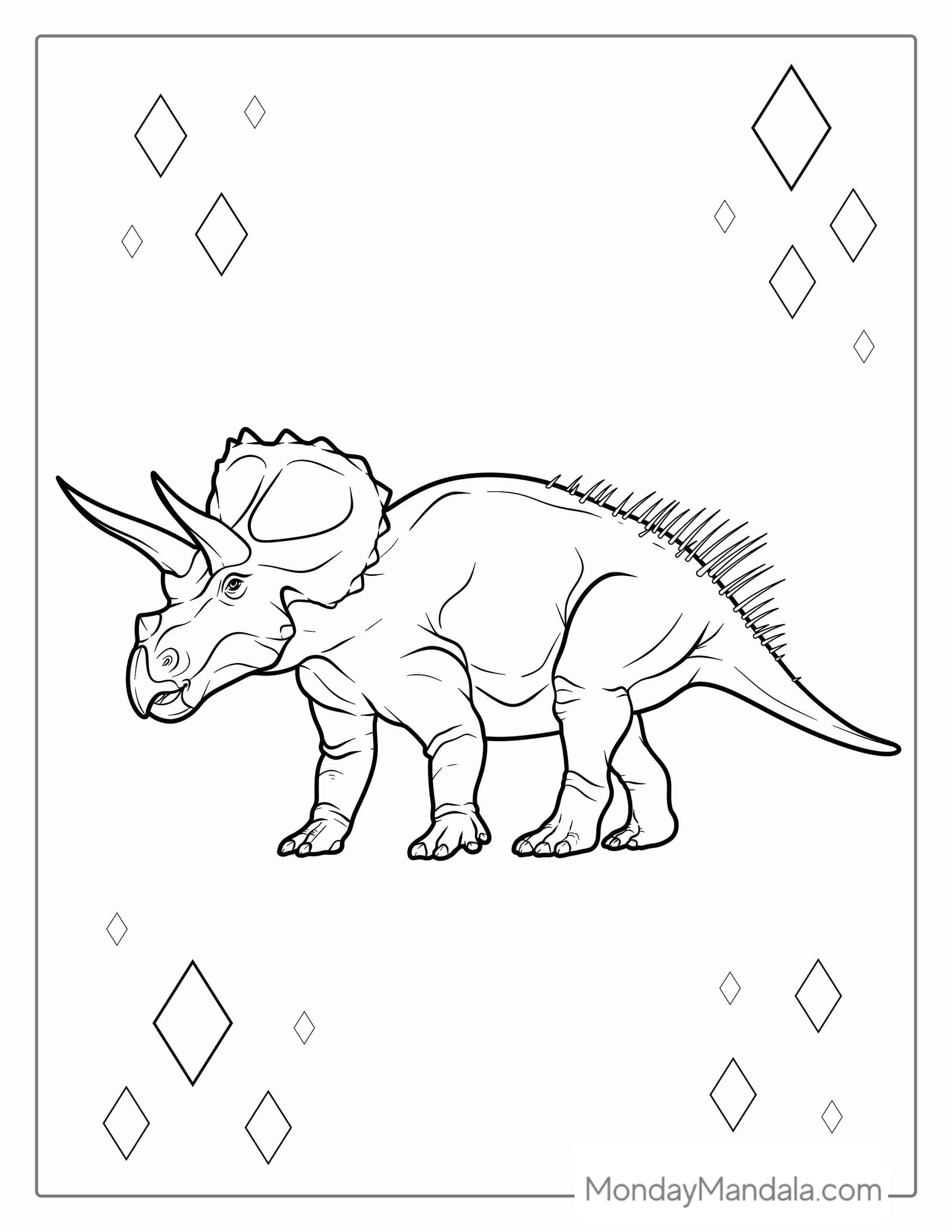 Realistic Triceratops Coloring Page coloring page