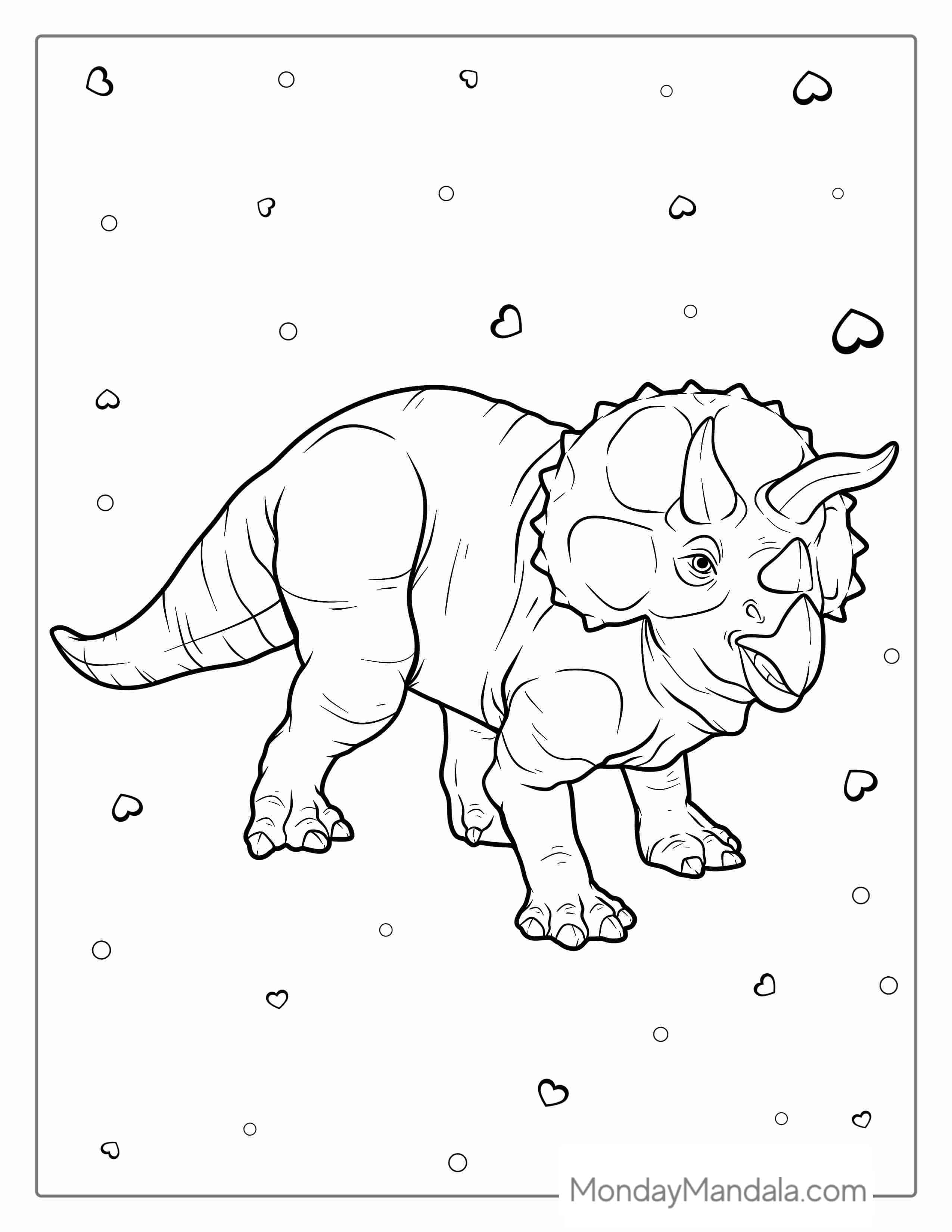 Realistic Triceratops Coloring Sheet coloring page