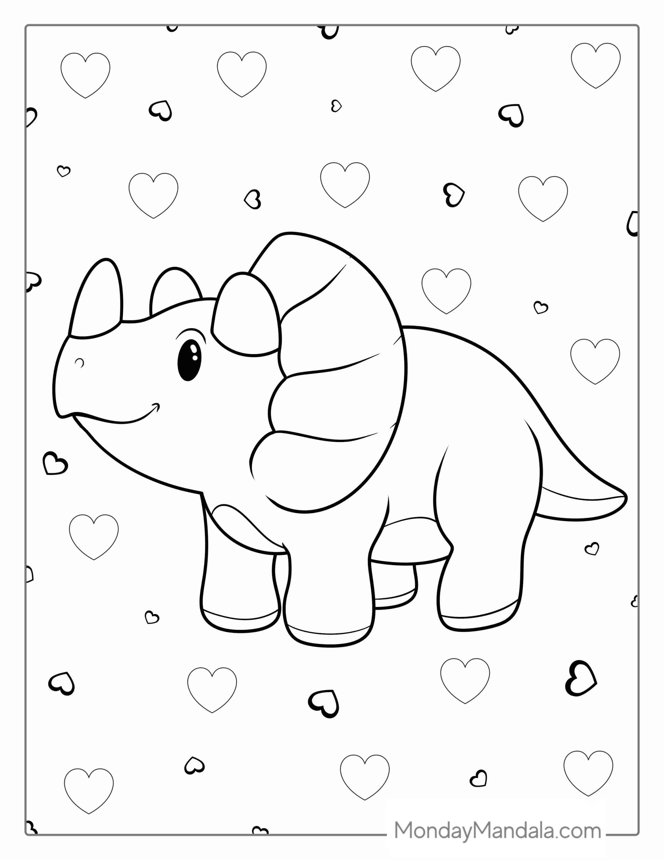 Simple Outline Of a Triceratops For Toddlers coloring page