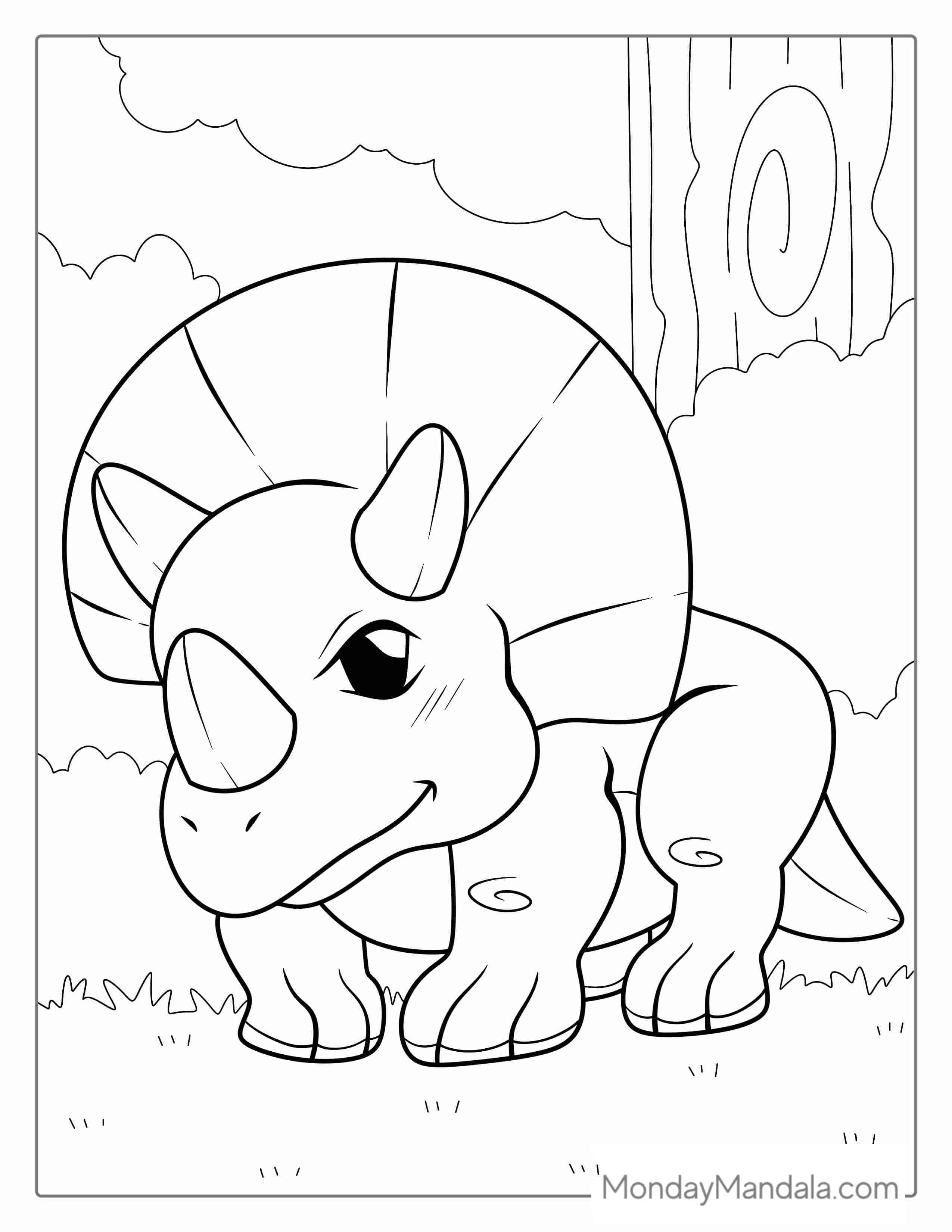 Simple Outline Of a Triceratops To Color coloring page