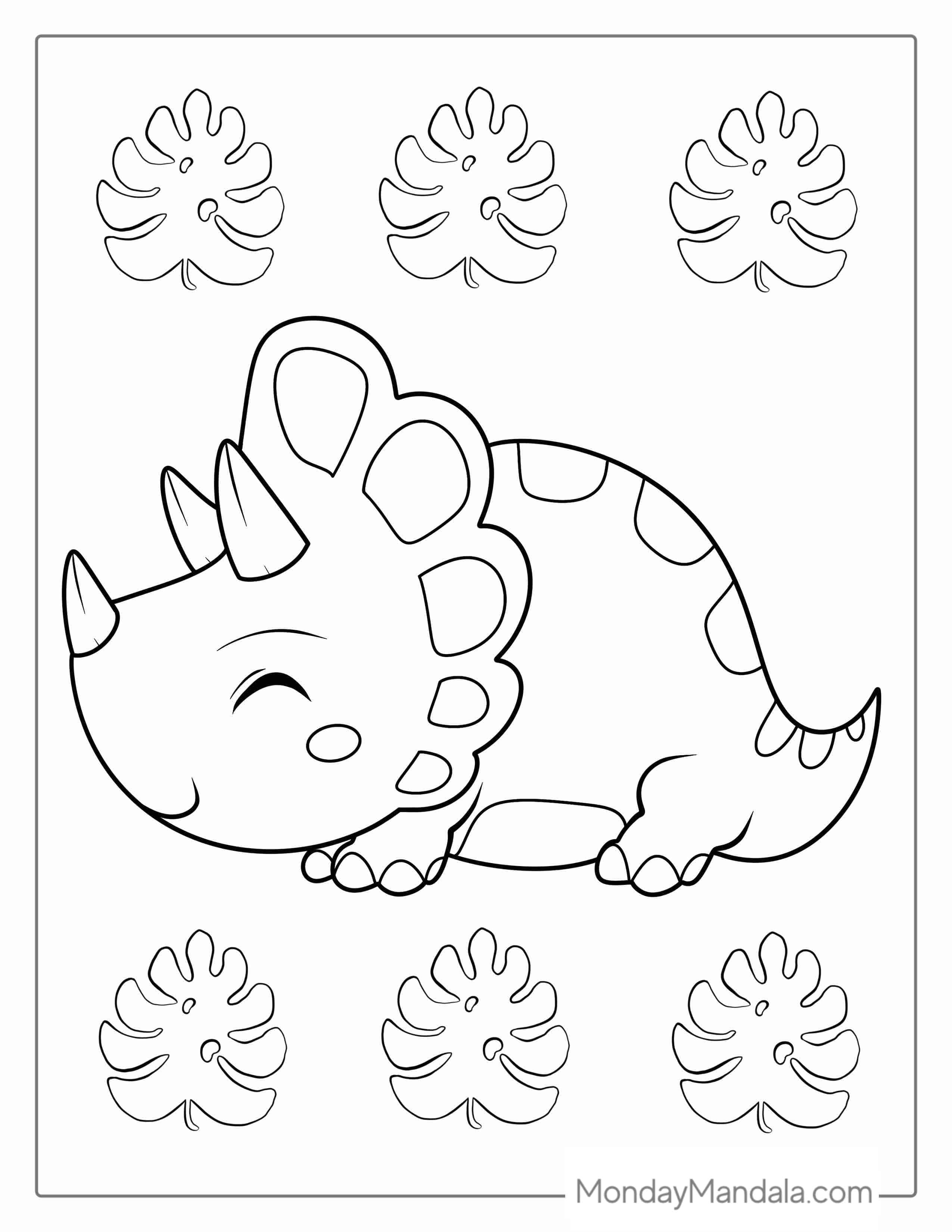 Super Cute Triceratopsn Coloring Page For Preschoolers coloring page