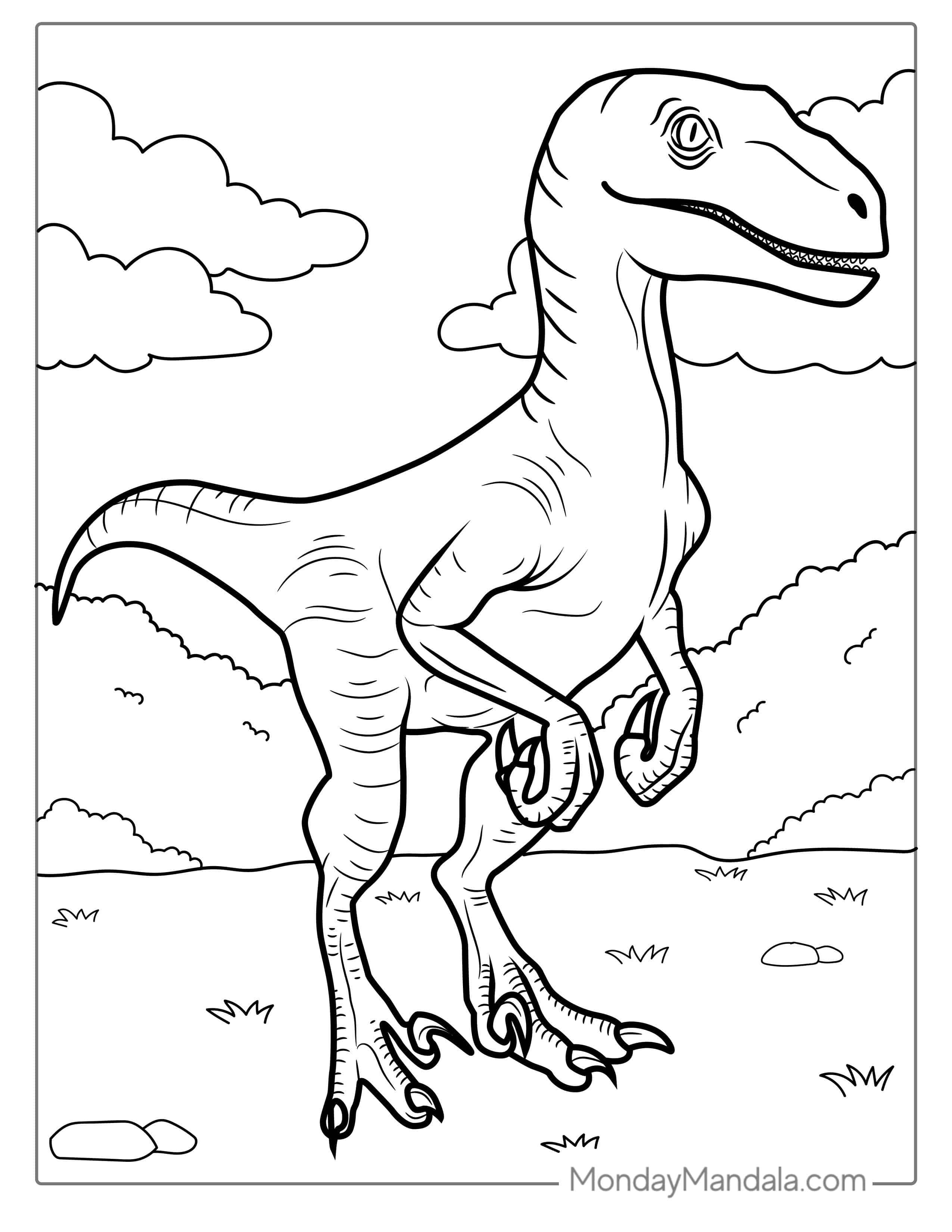 Adult Velociraptor Coloring Page For Kids coloring page