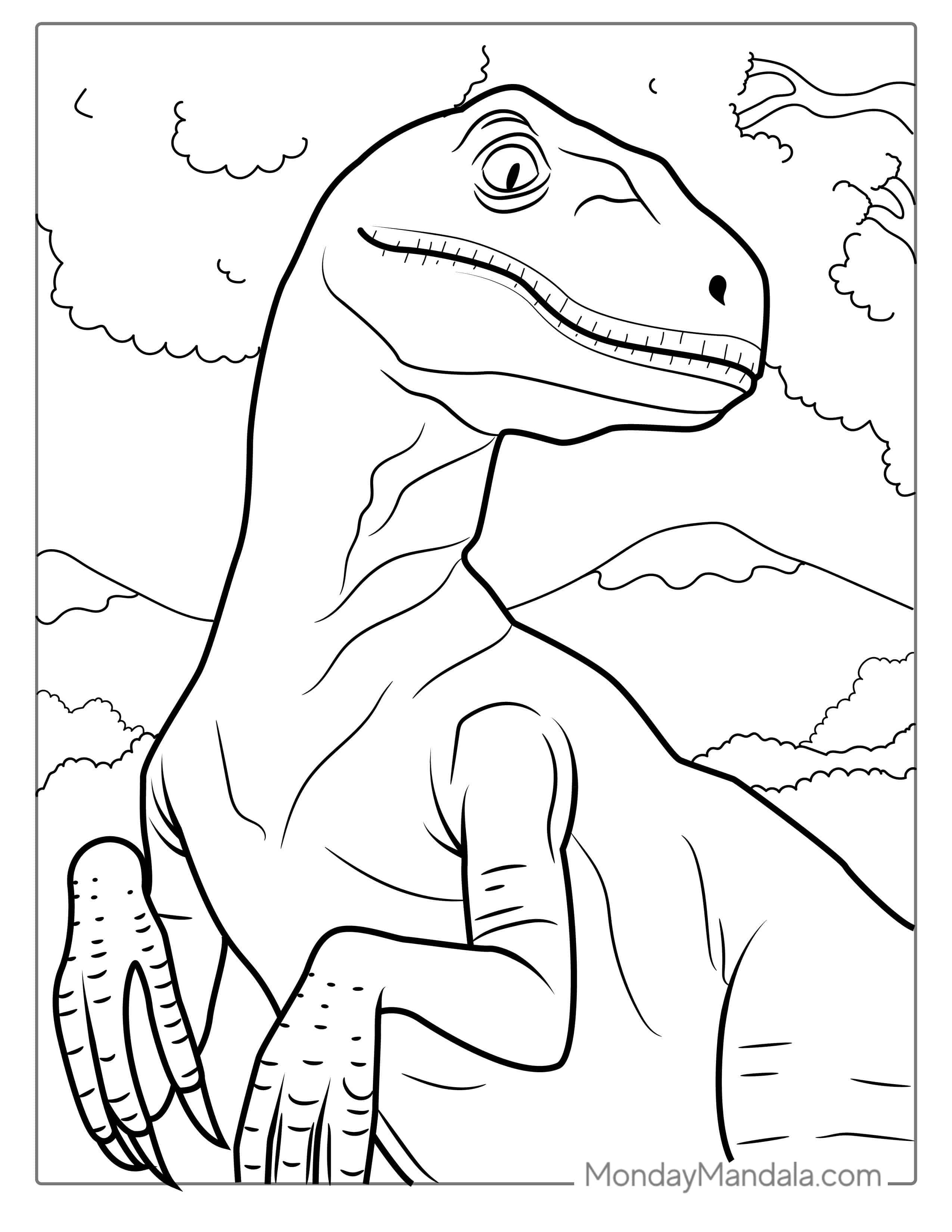 Close Up Of a Velociraptor Body To Color coloring page