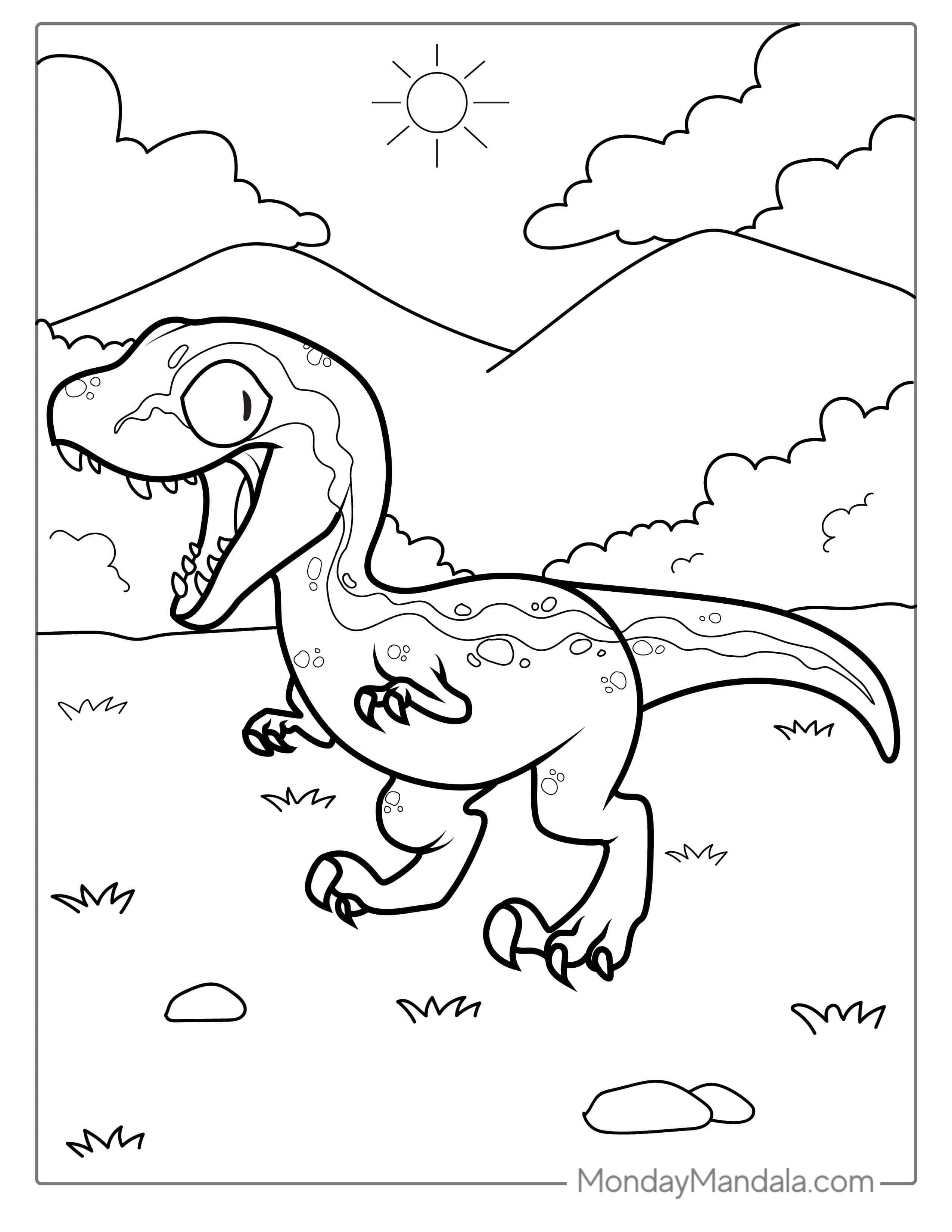 Cute Velociraptor Coloring Page For Kids coloring page