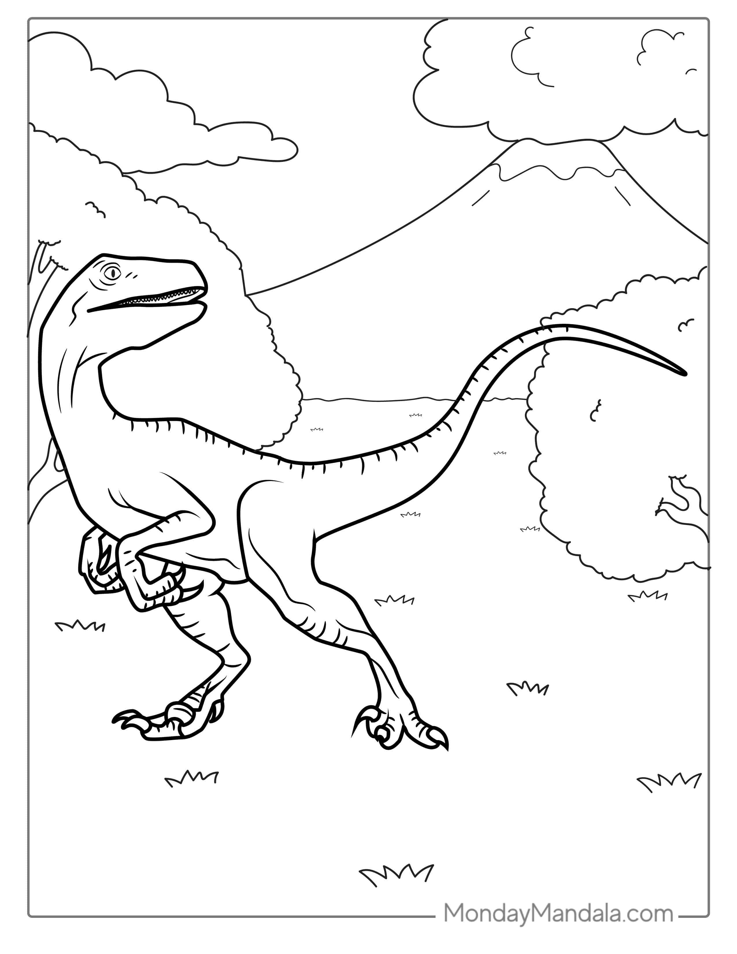Easy Outline Of a Velociraptor To Color coloring page