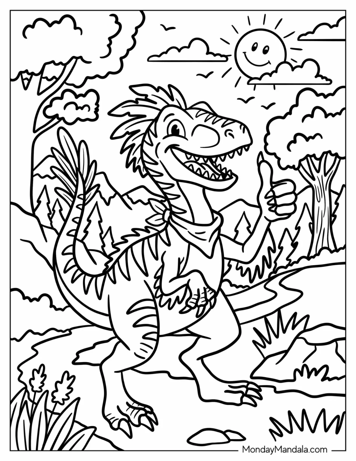 Friendly Velociraptor Giving a Thumbs Up Coloring Sheet coloring page