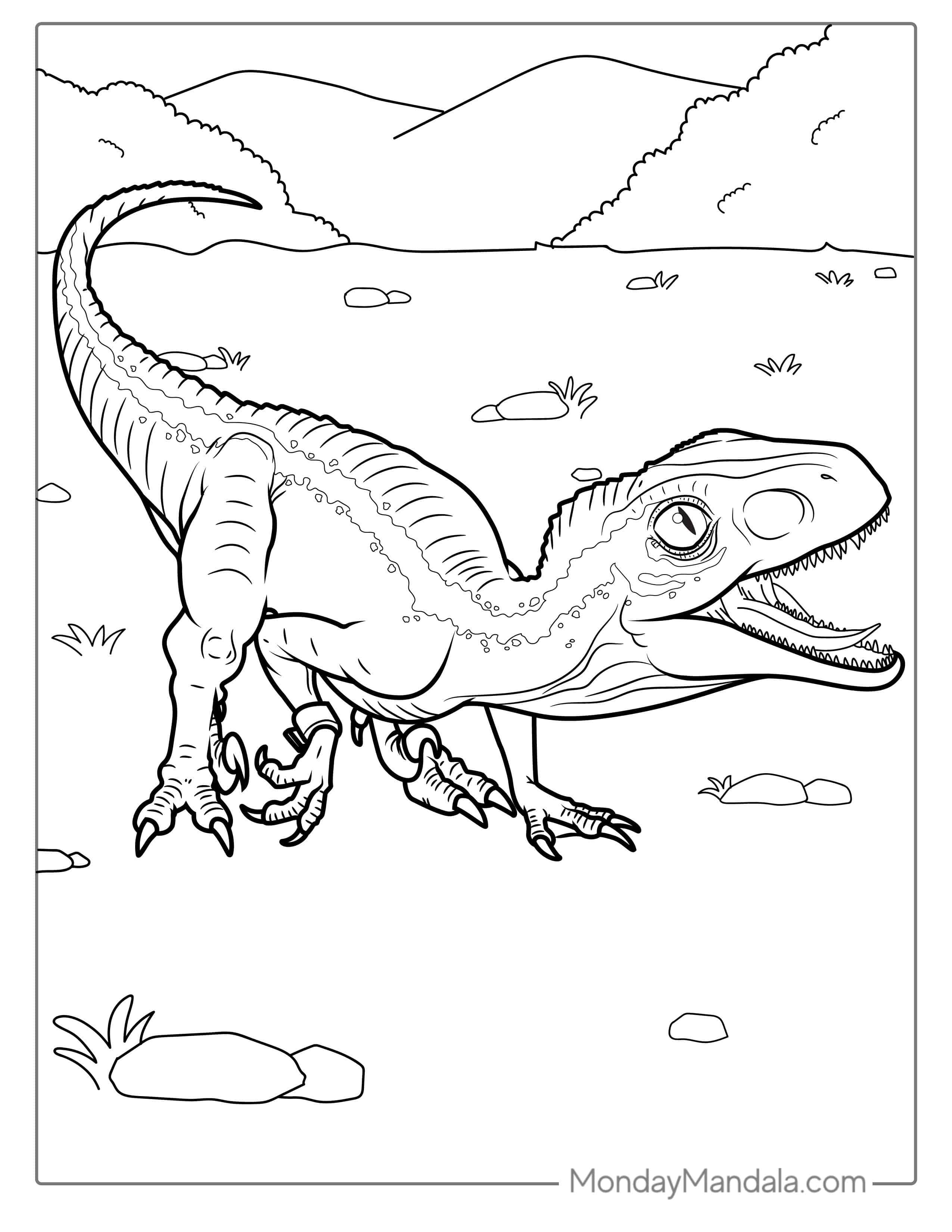 Realistic Velociraptor Coloring Page For Kids coloring page