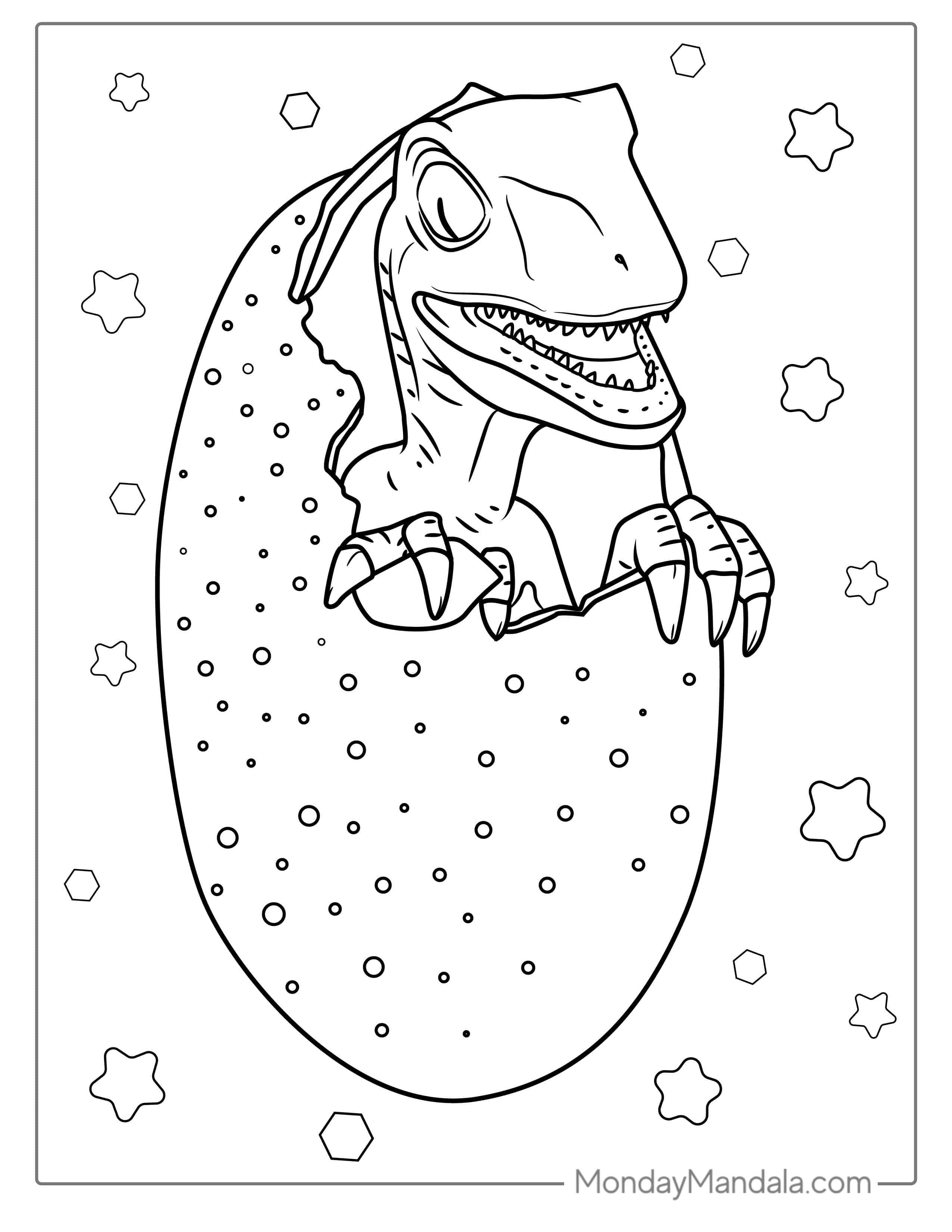 Velociraptor Hatching From Egg To Color coloring page