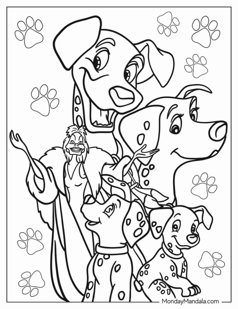 101 Dalmatians Poster Coloring In For Kids coloring page