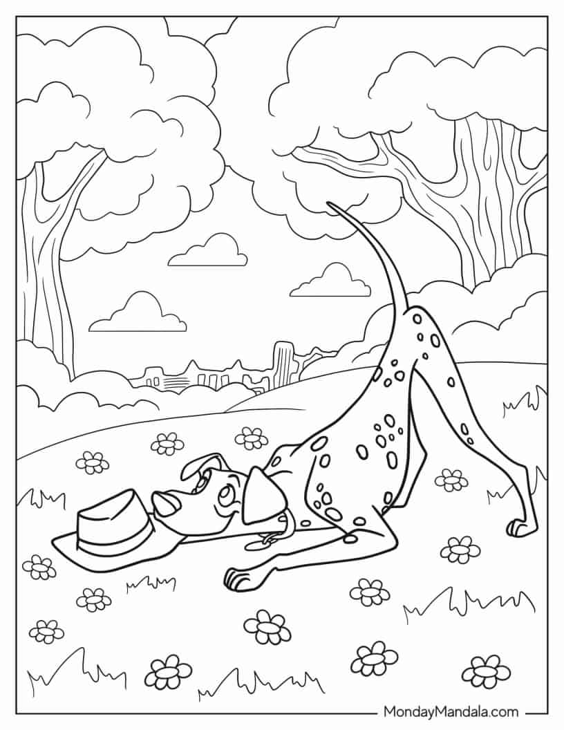 Coloring Page Of Pongo With Roger_s Hat coloring page