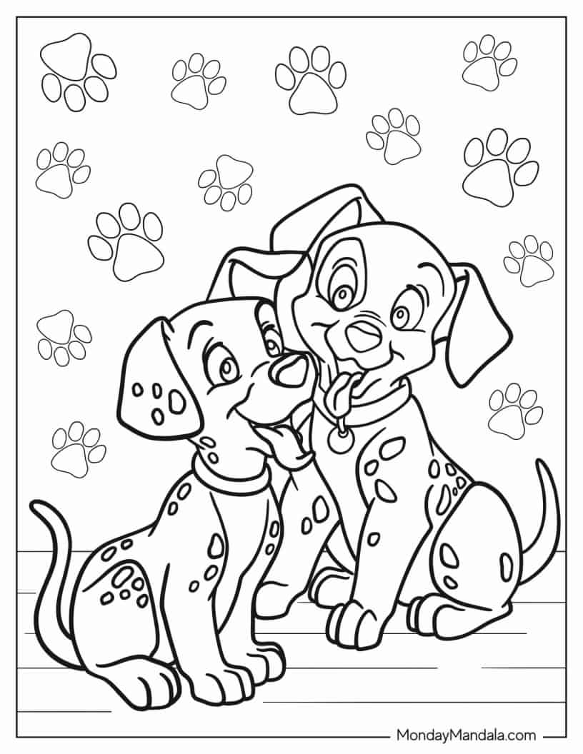 Cute 101 Dalmatians Puppies Coloring Page coloring page