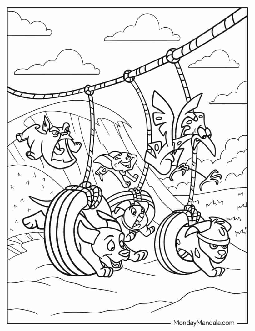 Dalmatian Puppies Running Away With Friends coloring page