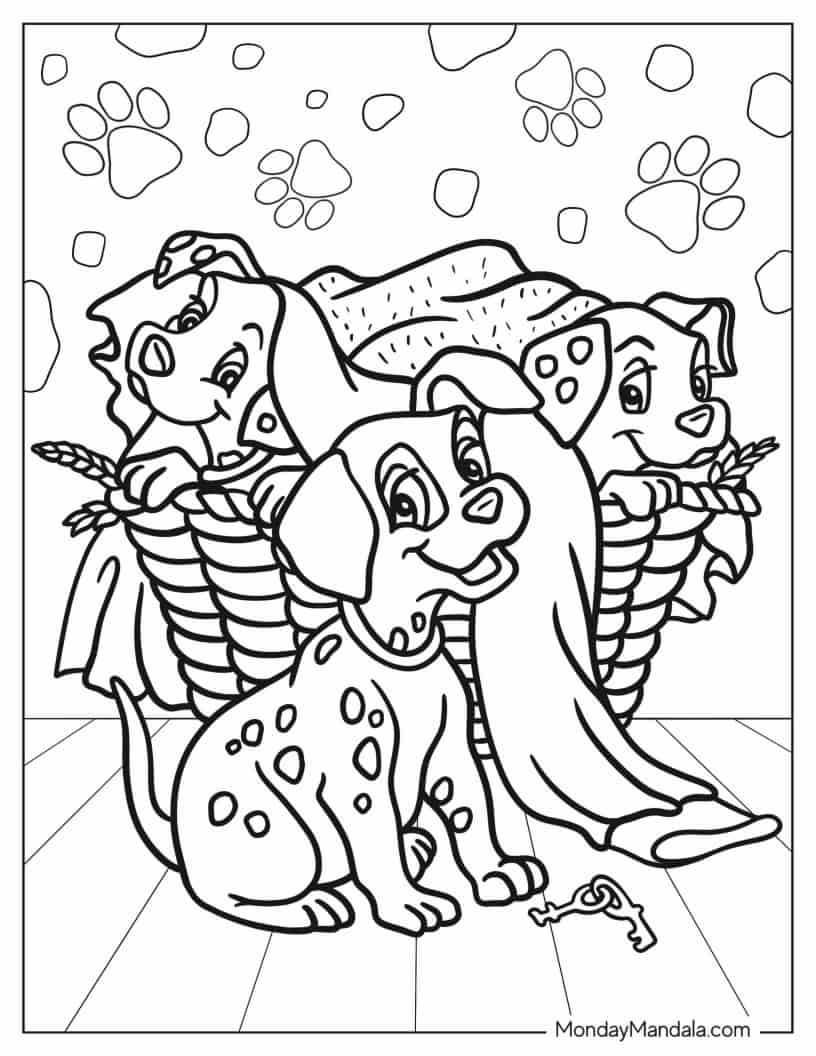 Kawaii Dalmatians Coloring In For Preschoolers coloring page