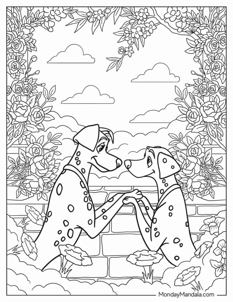 Pongo And Perdita In Love coloring page