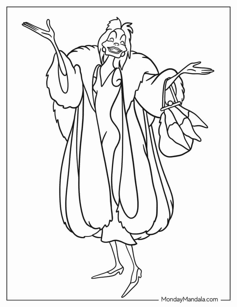 Simple Outline Of Cruella De Vil Coloring In coloring page