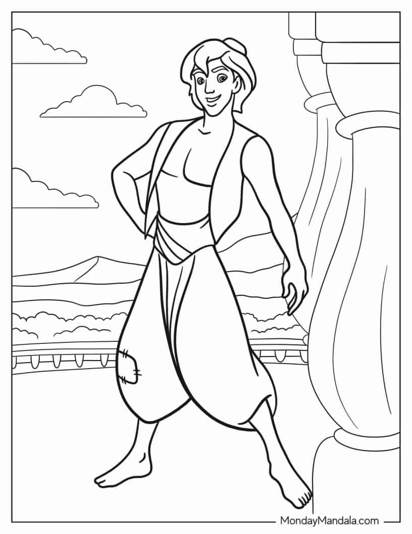 Aladdin (Prince Ali) Coloring Sheet For Kids coloring page — printable line art
