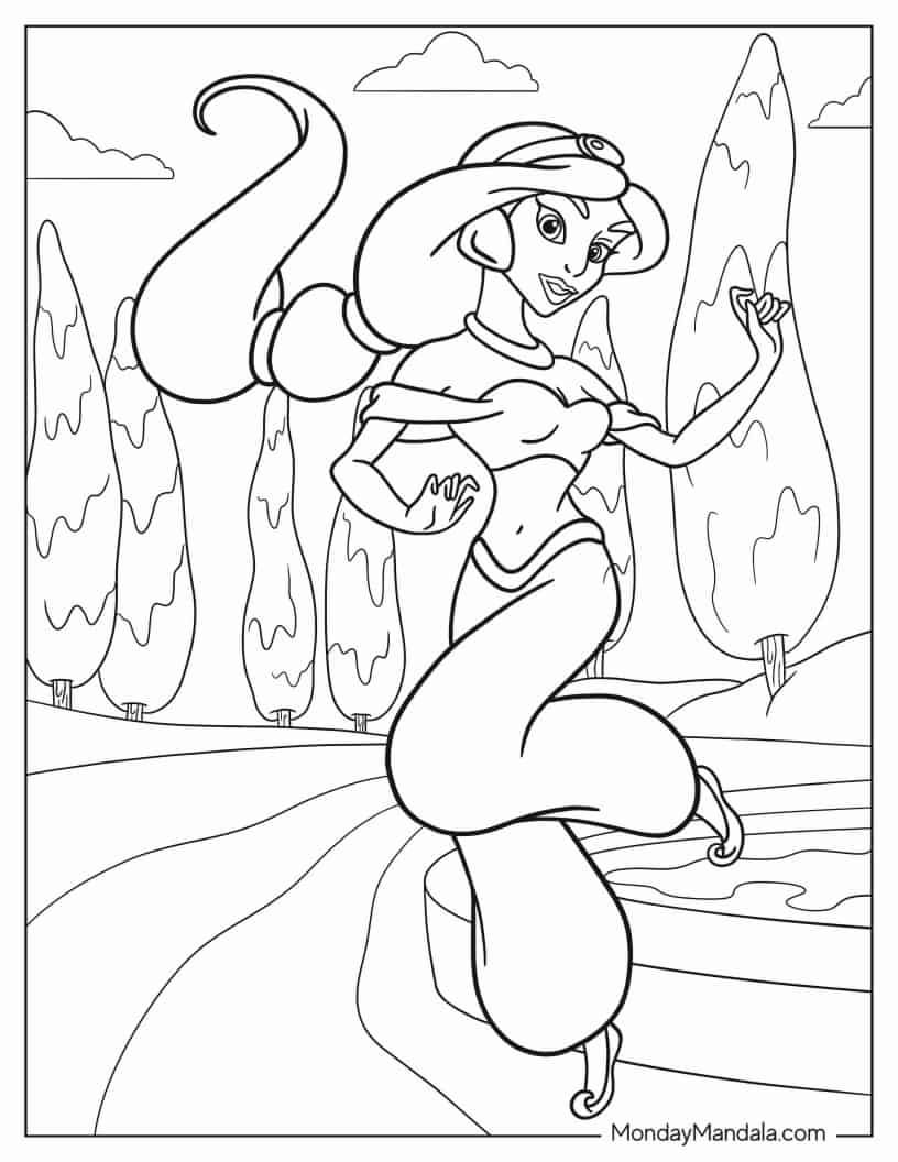 Dancing Princess Jasmine To Color coloring page